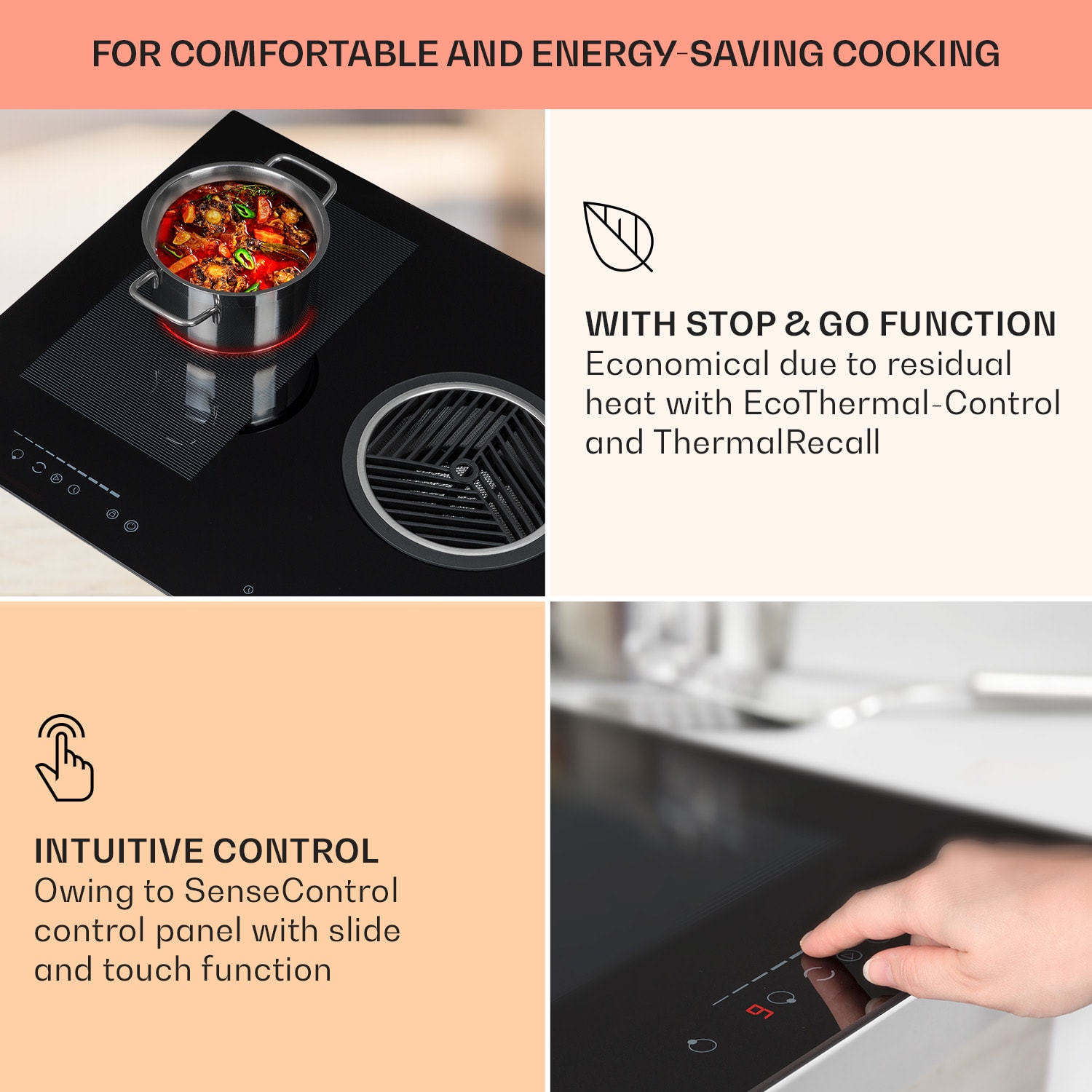 Klarstein Full House Down Air System, indukčná varná doska s odsávaním, 655 m³/h, energet. trieda A – Obrázok 5