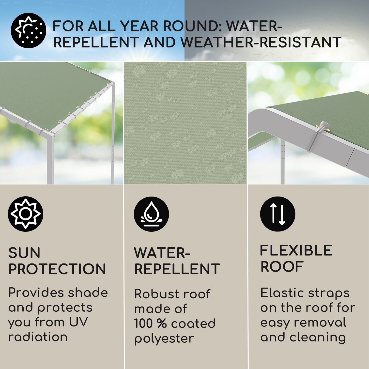 Blumfeldt La Rochelle Gazebo, šikmá pergola, hliníkový rám, UV 50+, polyesterová tkanina – Obrázok 2