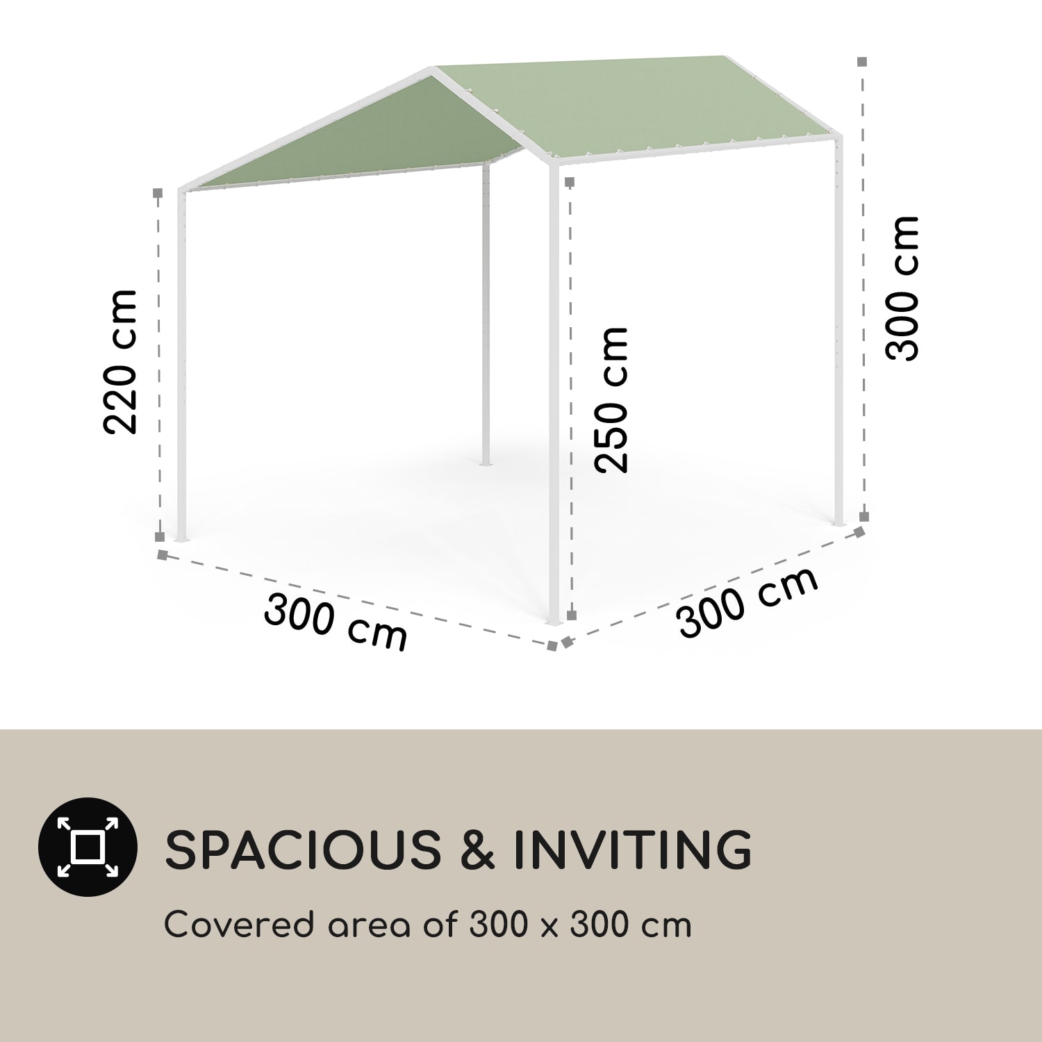 Blumfeldt La Rochelle Gazebo, šikmá pergola, hliníkový rám, UV 50+, polyesterová tkanina – Obrázok 4
