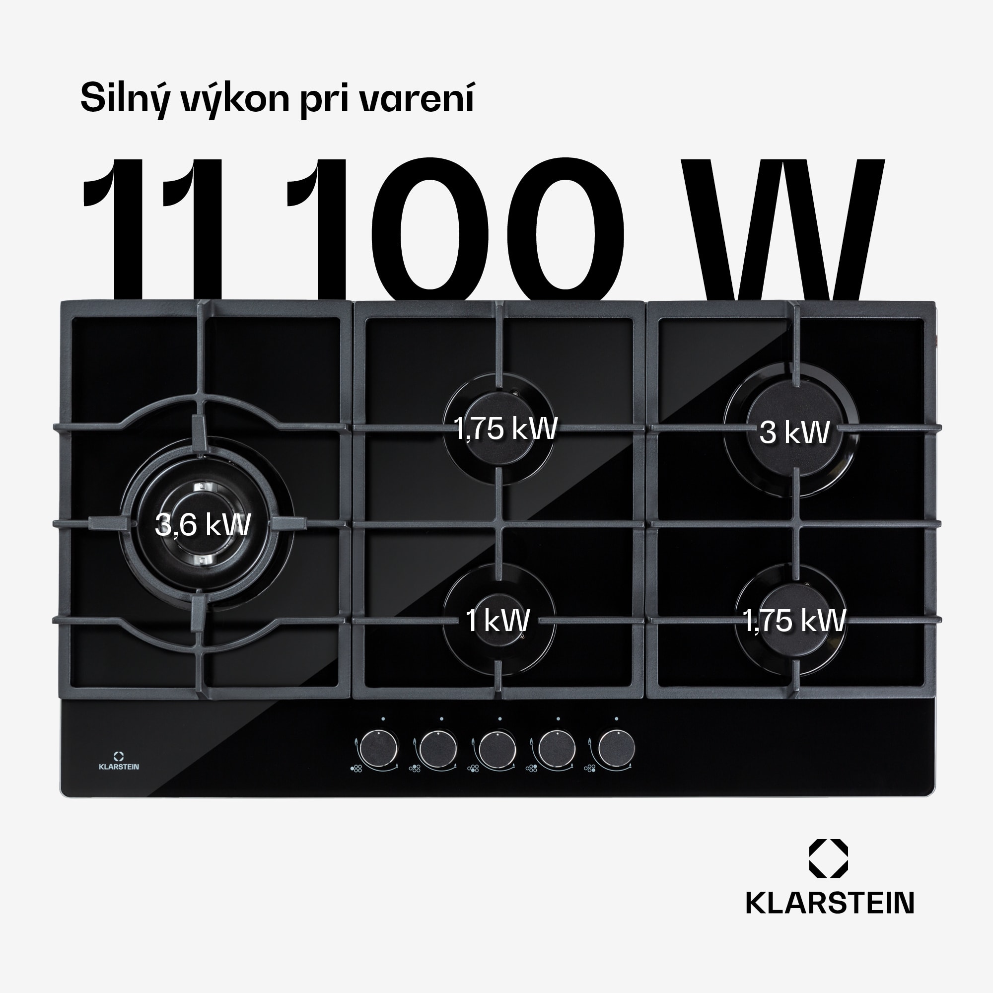 Klarstein Ignito Chef Edition, plynová varná doska, 5 Sabaf horákov, 5 zón, sklokeramika – Obrázok 2