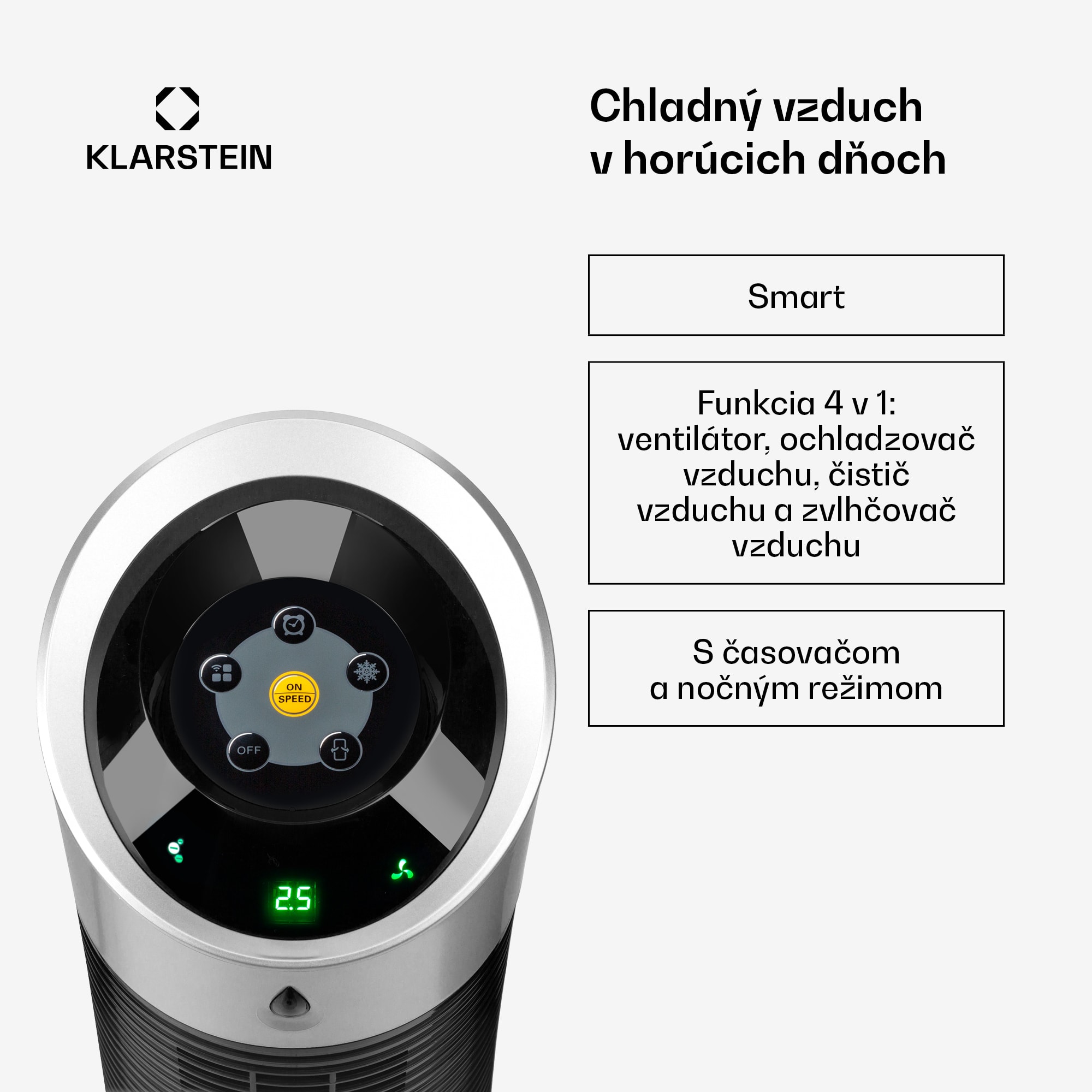 Klarstein Skyscraper Ice Smart, 4-v-1 ochladzovač vzduchu, ventilátor, 210m³/h, WiFi, diaľkové ovládanie – Obrázok 2