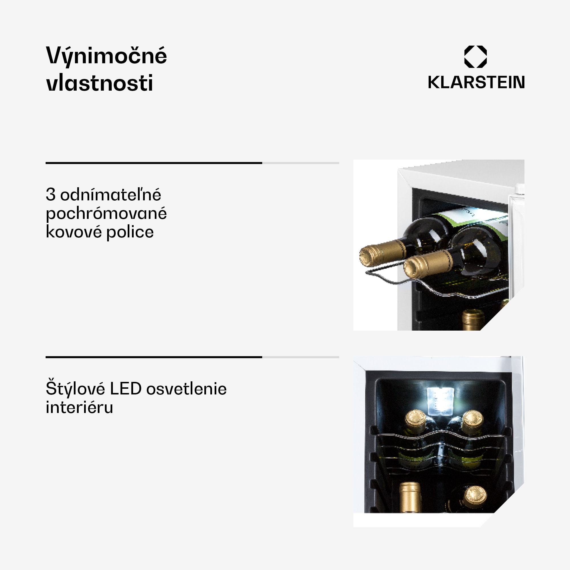 Klarstein Shiraz 12 Slim, vinotéka, 32 l, 12 fliaš, 85 W, 5–18°C, dotykový ovládací panel – Obrázok 4