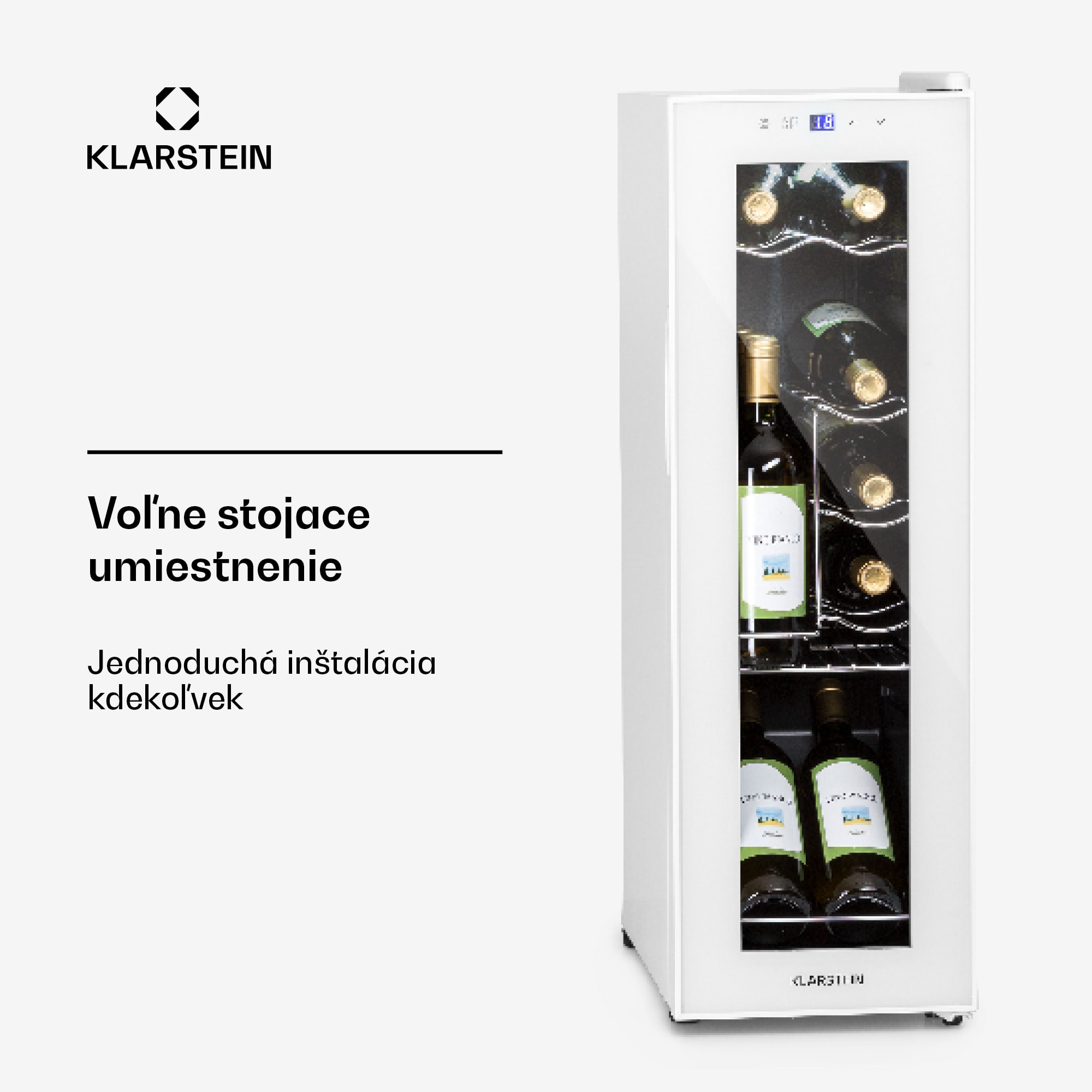 Klarstein Shiraz 12 Slim, vinotéka, 32 l, 12 fliaš, 85 W, 5–18°C, dotykový ovládací panel – Obrázok 5