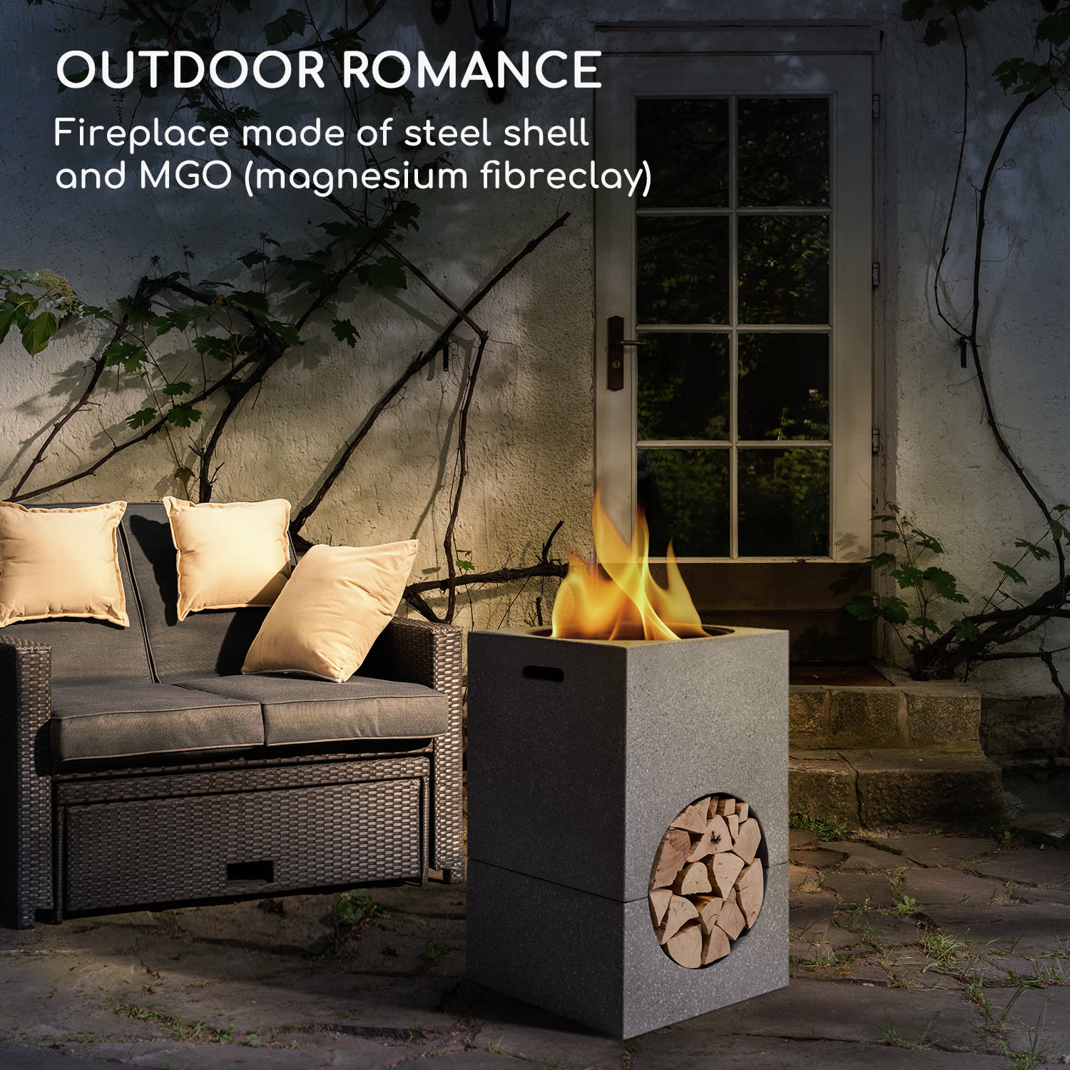 Blumfeldt Monolith, ohnisko s grilom, MgO a oceľový plášť, lapač iskier – Obrázok 2