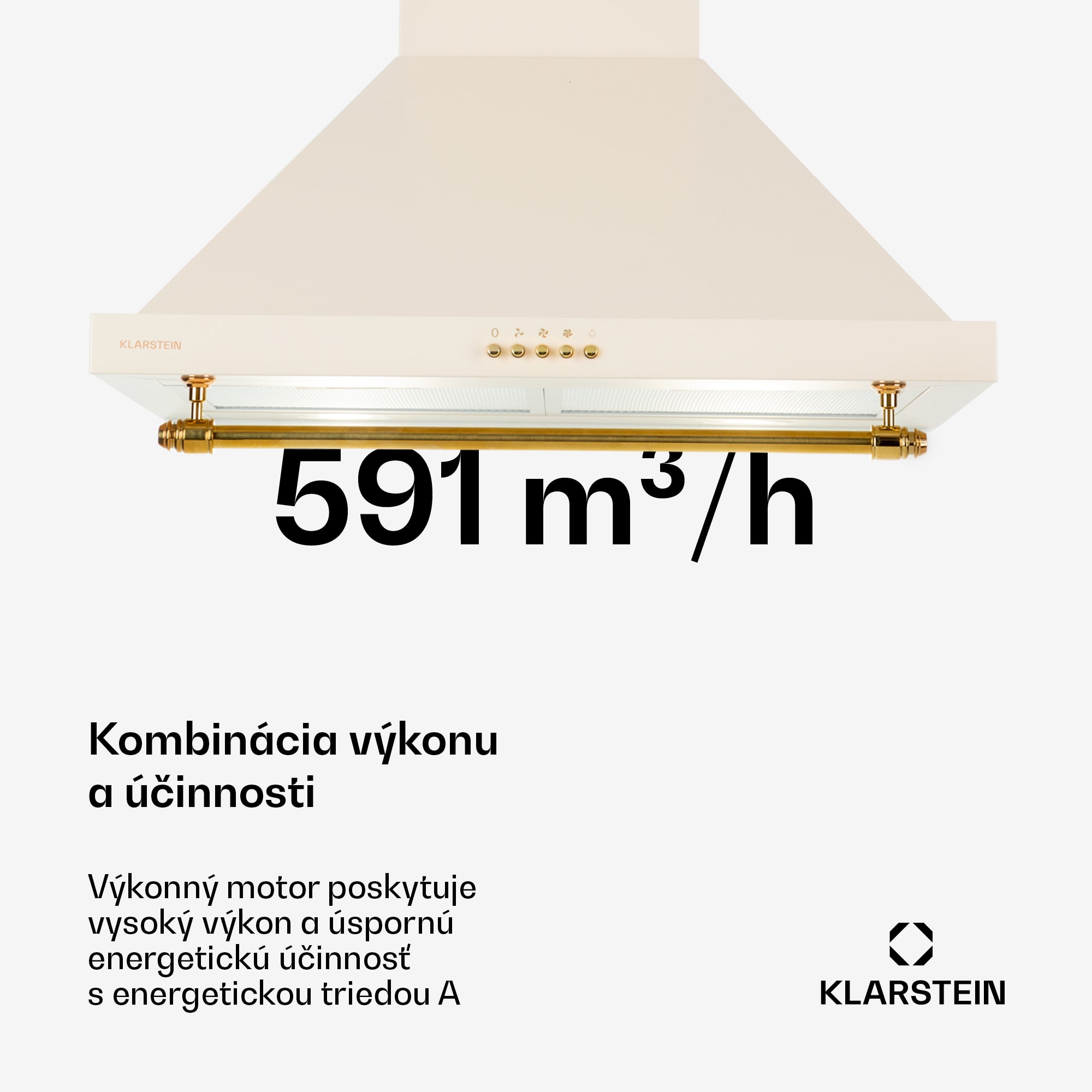 Klarstein Montblanc 60, digestor, 60 cm, nástenný, 610 m³/h, LED, lišta, krémový – Obrázok 4
