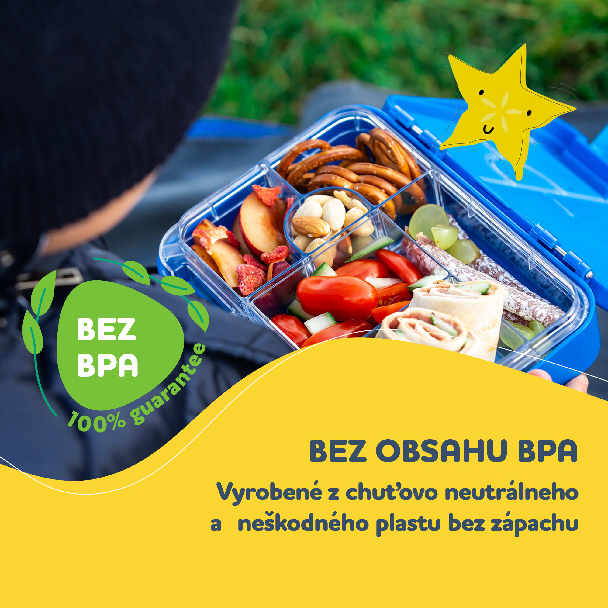 Klarstein Schmatzfatz junior desiatový box, 6 priehradiek, 21,3 x 15 x 4,5 cm, bez BPA – Obrázok 2