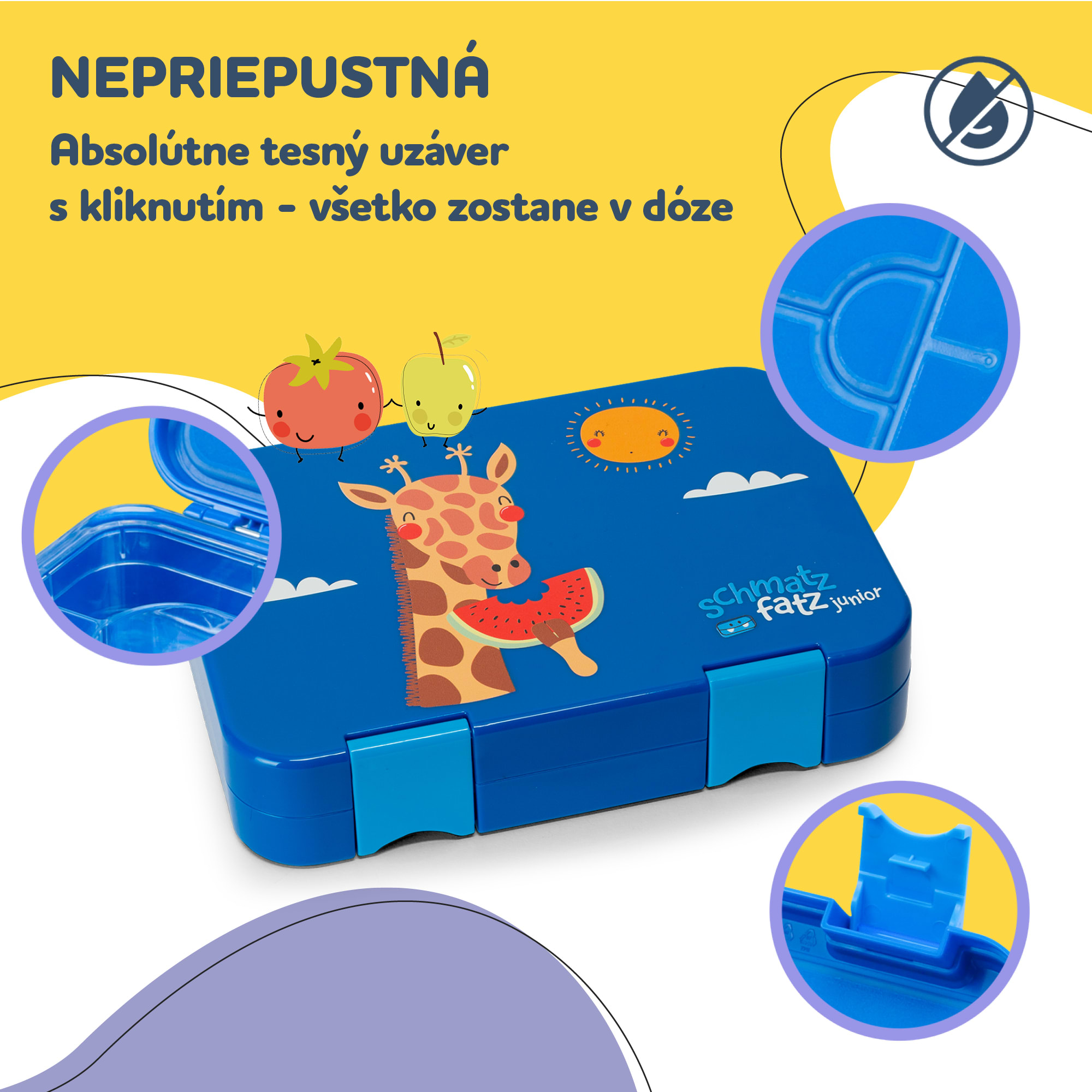 Klarstein Schmatzfatz junior desiatový box, 6 priehradiek, 21,3 x 15 x 4,5 cm, bez BPA – Obrázok 3