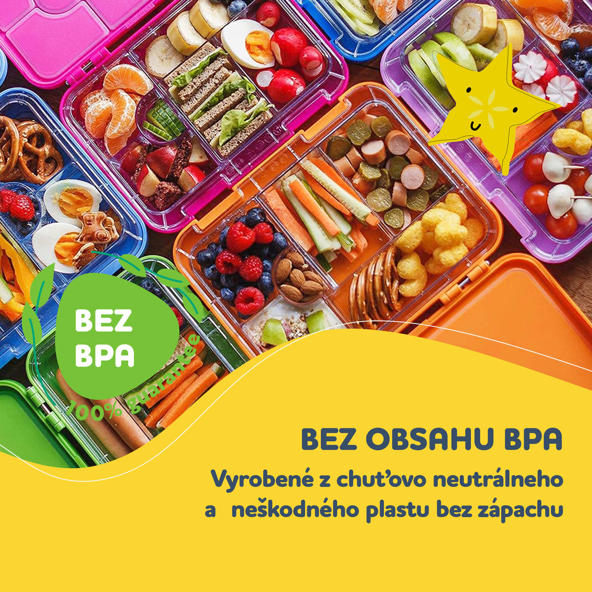 Klarstein Schmatzfatz junior desiatový box, 6 priehradiek, 21,3 x 15 x 4,5 cm, bez BPA – Obrázok 2