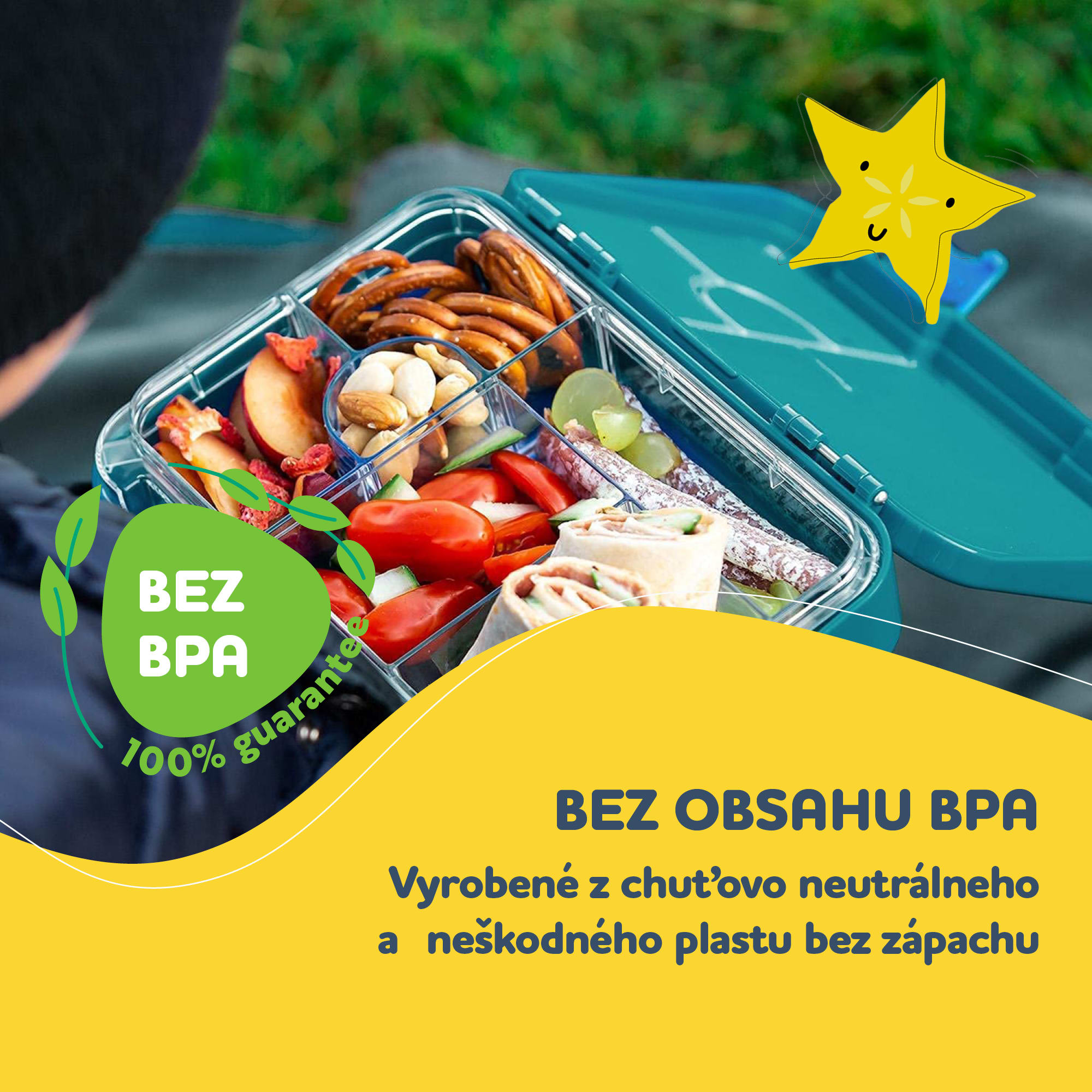 Klarstein Schmatzfatz junior desiatový box, 6 priehradiek, 21,3 x 15 x 4,5 cm, bez BPA – Obrázok 2