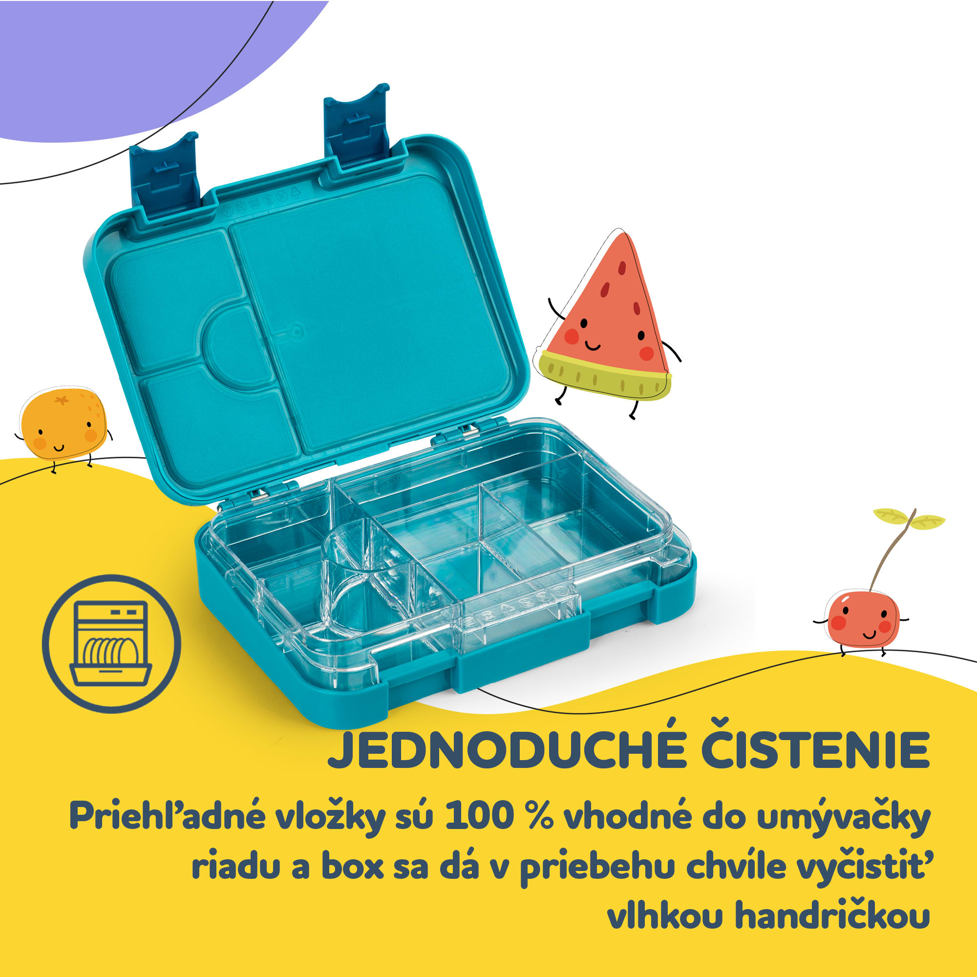 Klarstein Schmatzfatz junior desiatový box, 6 priehradiek, 21,3 x 15 x 4,5 cm, bez BPA – Obrázok 5