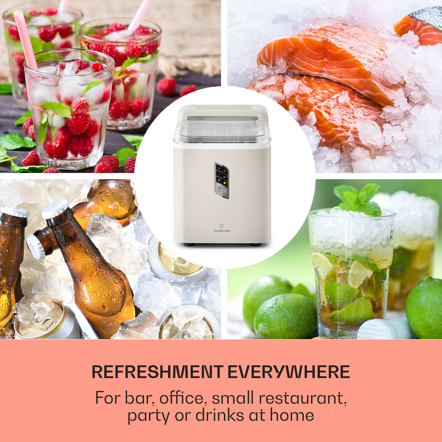 Klarstein Albaron, výrobník ľadu, tvar náboja, 12 kg/24 h, nádrž 1,5 l, displej – Obrázok 3