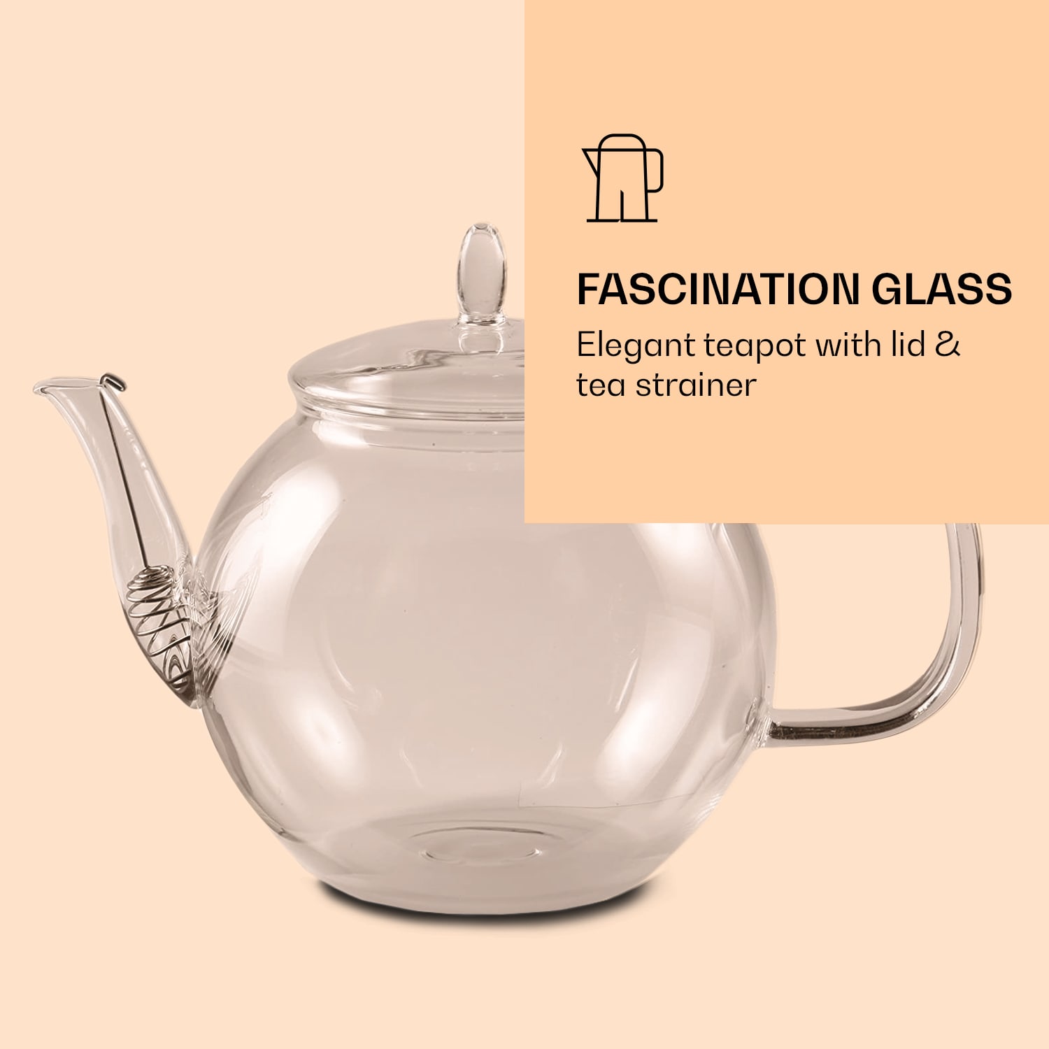 Feelino Sklenený džbán 800 ml, borosilikátové sklo, s uzáverom a čajovým sitkom – Obrázok 5