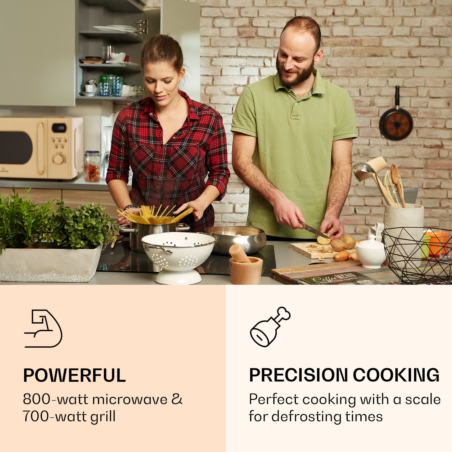 Klarstein Julieta, mikrovlnná rúra s grilom, 20 l, 700/800 W, Ø 25,5 cm, 8 programov – Obrázok 2