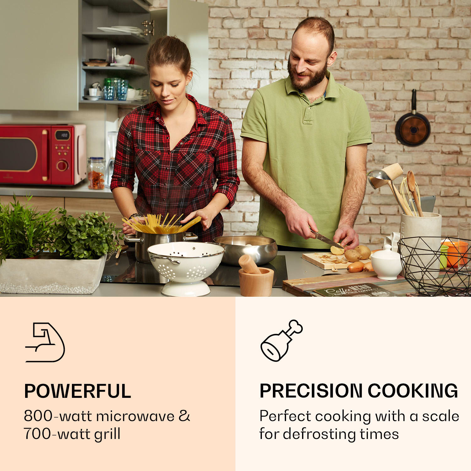 Klarstein Julieta, mikrovlnná rúra s grilom, 20 l, 700/800 W, Ø 25,5 cm, 8 programov – Obrázok 2