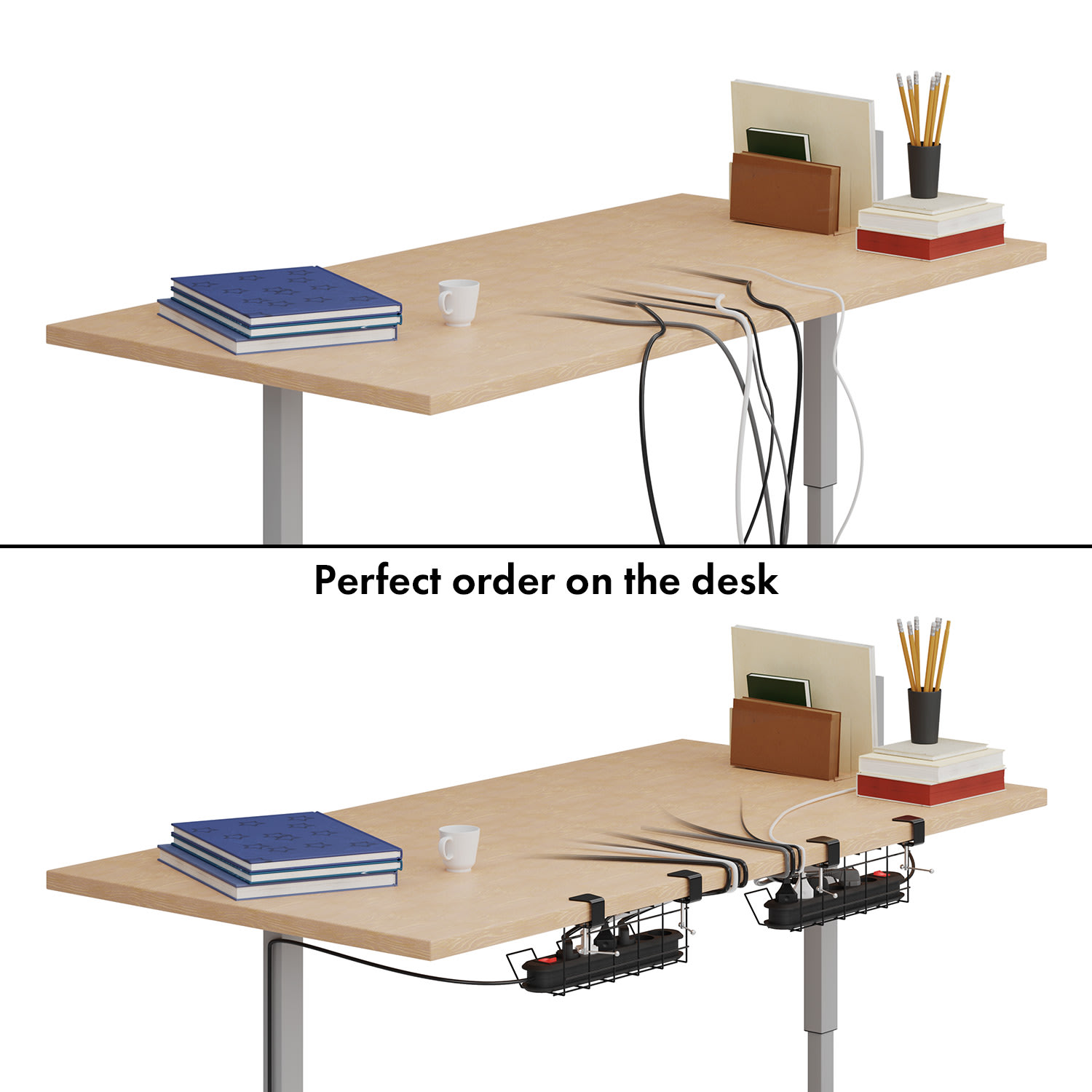 Scanfield Darwin, drôtený kôš, pre zásuvkové lišty, vrátane svoriek, na stolíky – Obrázok 3