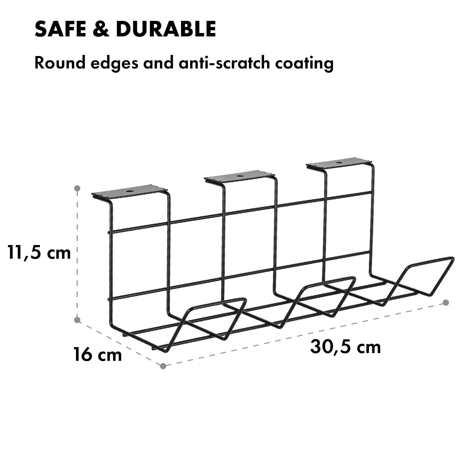 Scanfield Darwin, drôtený kôš, pre zásuvkové lišty, vrátane svoriek, na stolíky – Obrázok 4