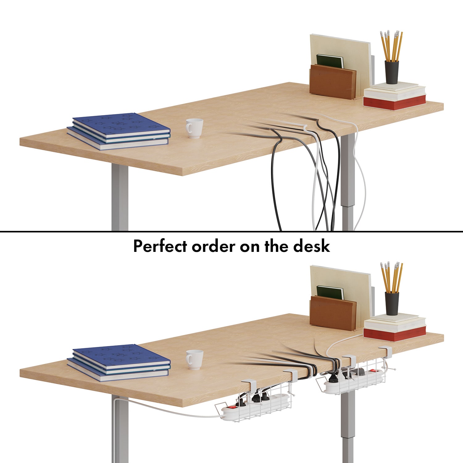 Scanfield Darwin, drôtený kôš, pre zásuvkové lišty, vrátane svoriek, na stolíky – Obrázok 3