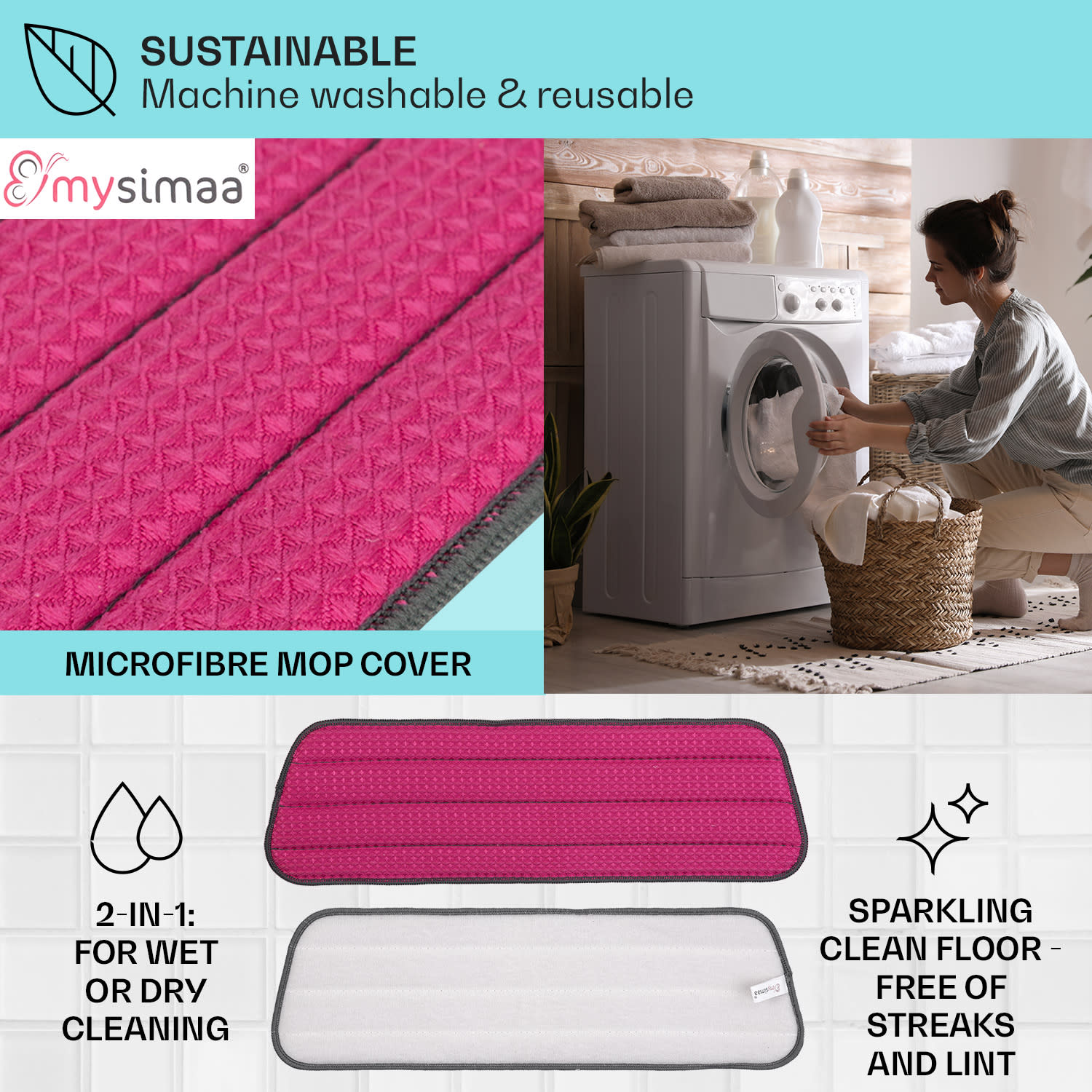 MySimaa by blumfeldt Profesionálny mop s nádržkou na vodu, Glisten Spray Mop – Obrázok 5