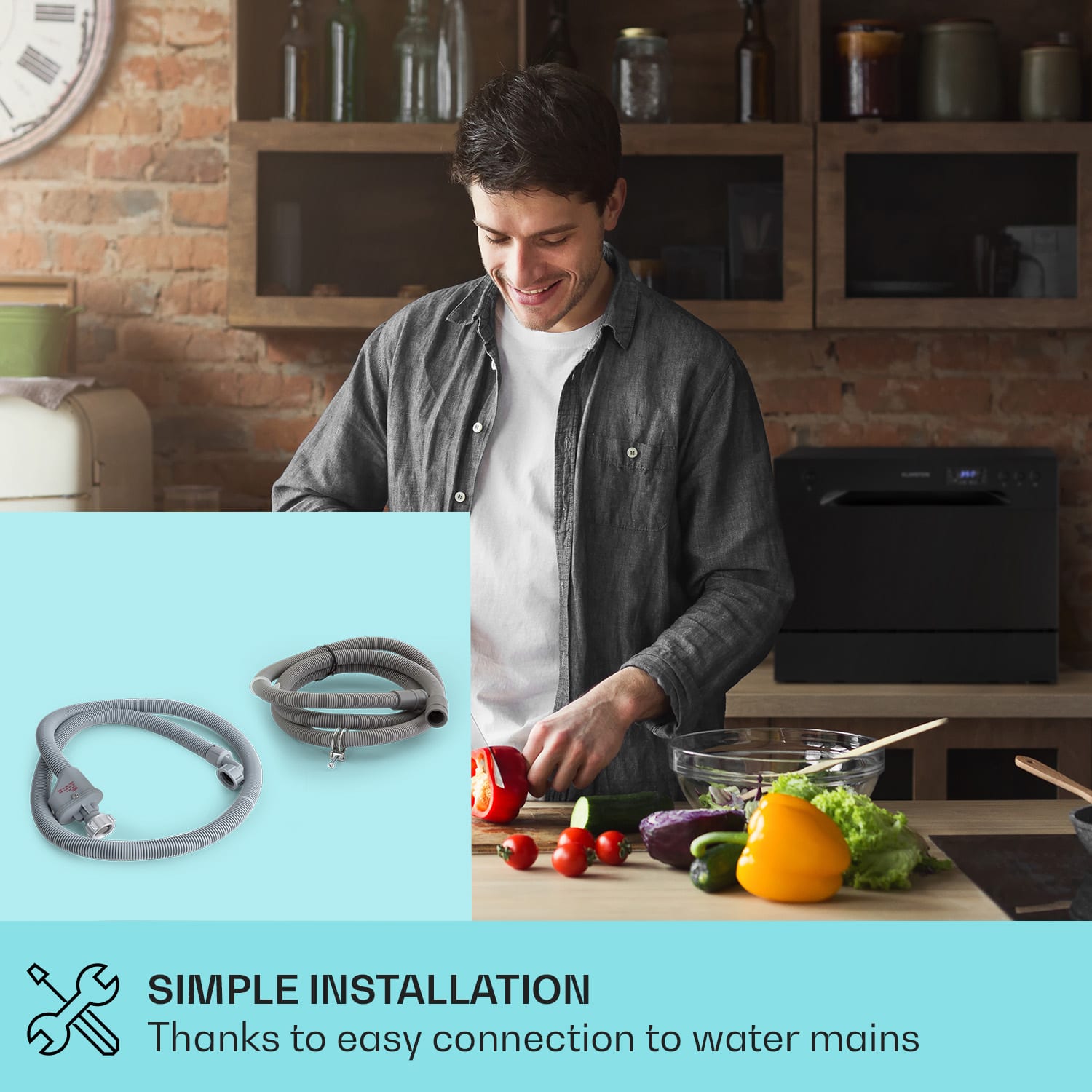 Klarstein Amazonia 6, umývačka riadu, 1300 W, na 6 súprav riadu, energet. trieda F, 49 dB, tlačidlové ovládanie – Obrázok 4