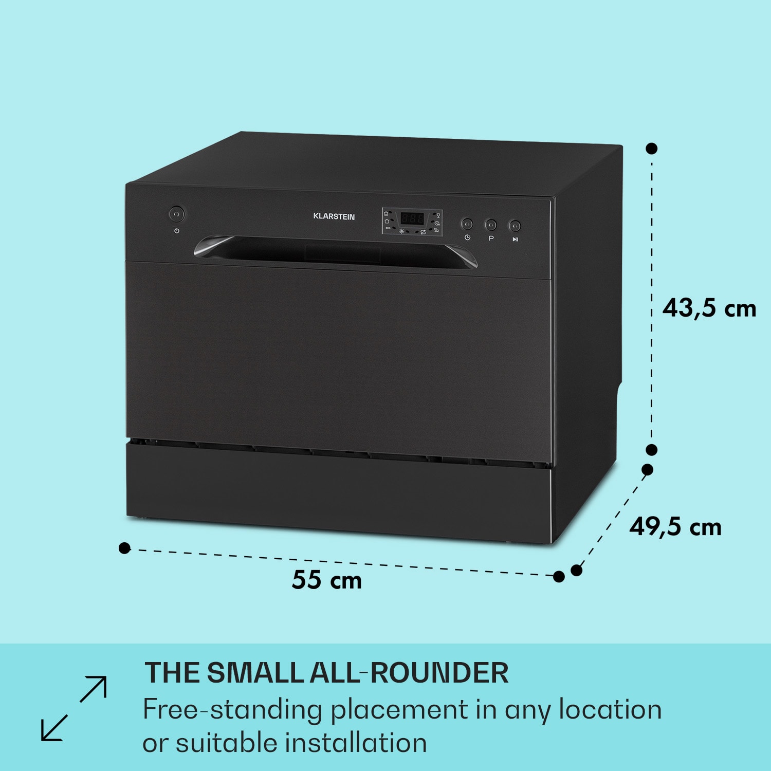 Klarstein Amazonia 6, umývačka riadu, 1300 W, na 6 súprav riadu, energet. trieda F, 49 dB, tlačidlové ovládanie – Obrázok 5