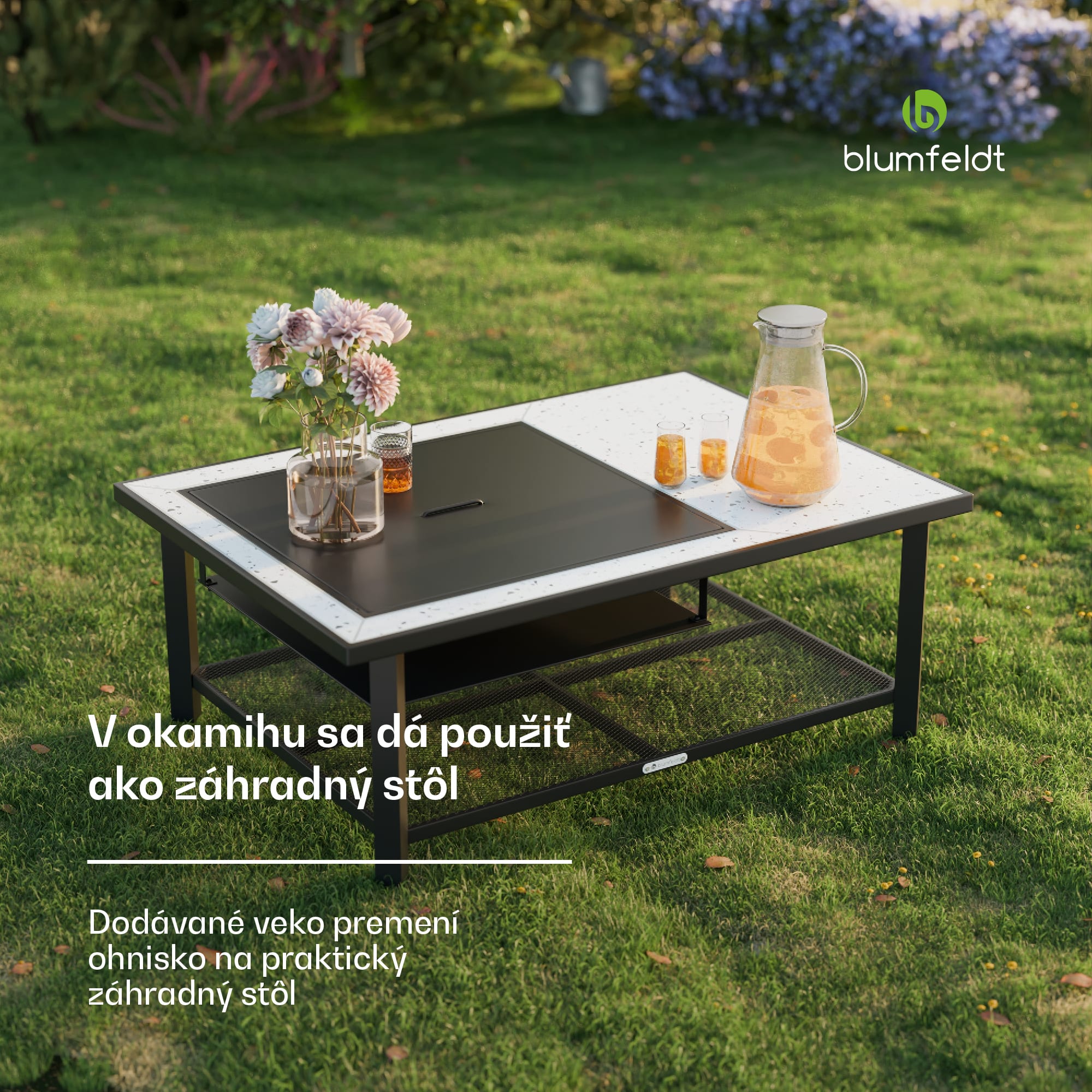 Blumfeldt Merano Avanzato L, ohnisko 3 v 1 s funkciou grilu, dá sa použiť ako stôl, 122 x 87 cm – Obrázok 4