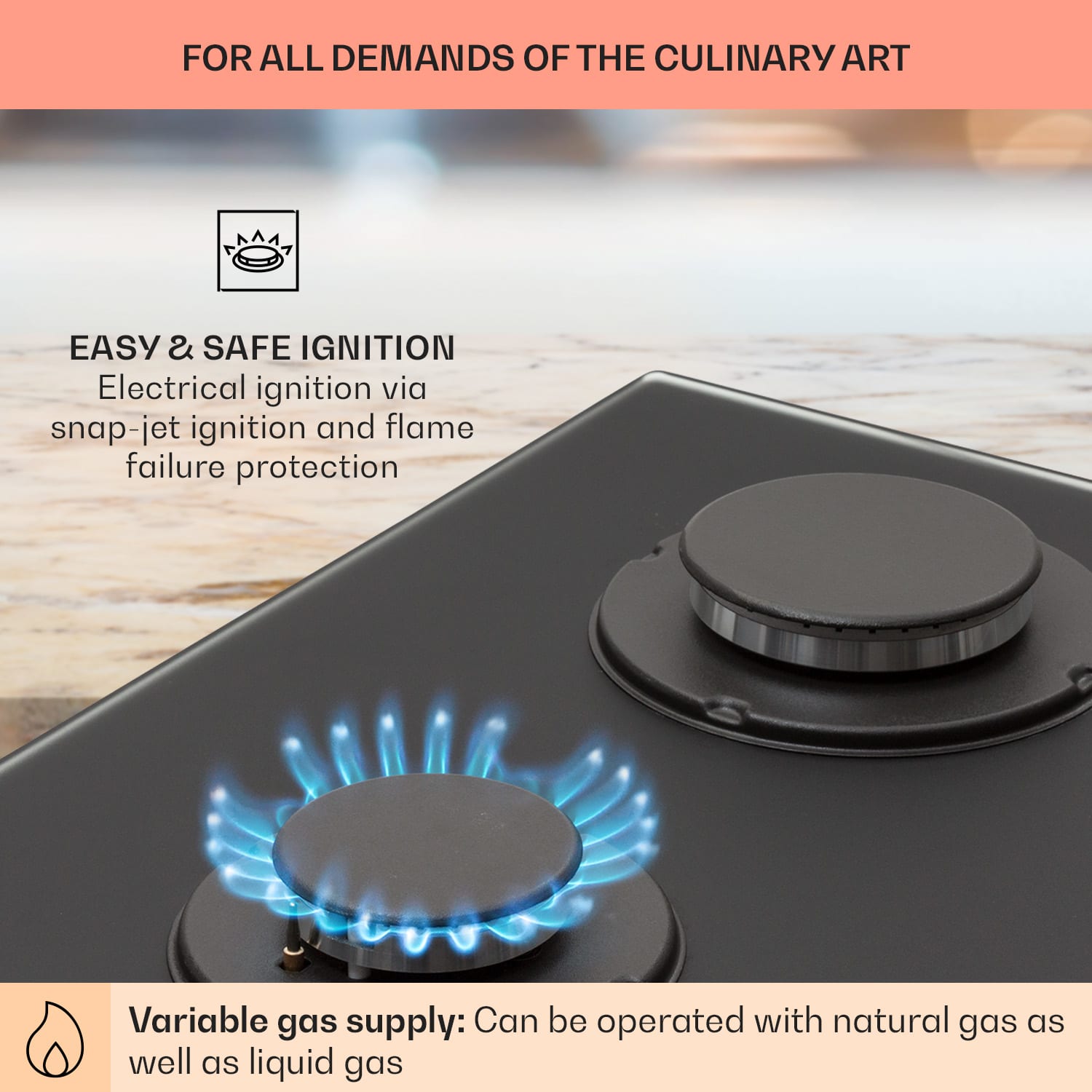 Klarstein Firetale, plynová varná doska, 2 hliníkové horáky, zemný plyn/propán – Obrázok 5