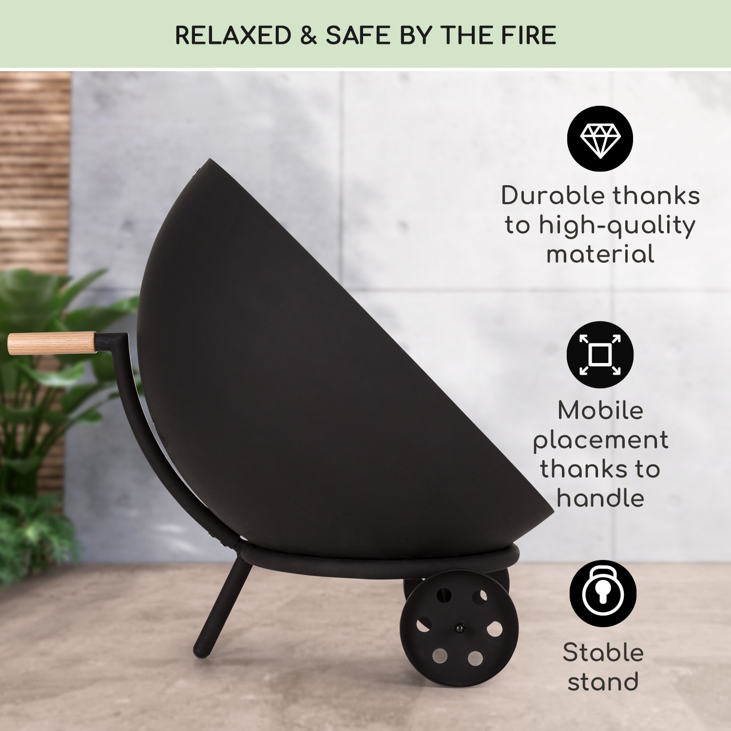 Blumfeldt Fireball Egon, ohnisko, oceľ, do záhrady alebo na terasu, Ø 66 cm, kryt na gril – Obrázok 3