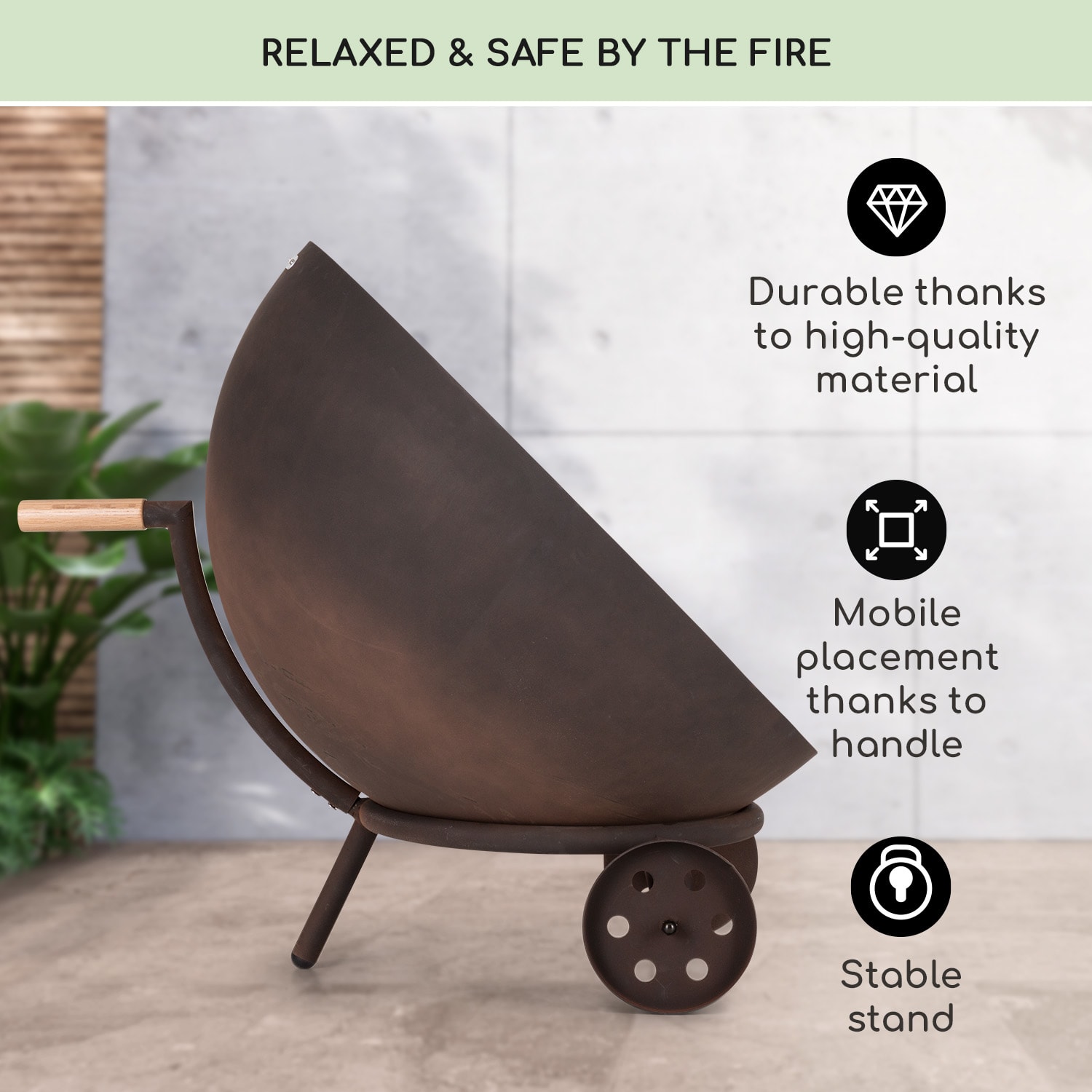 Blumfeldt Fireball Egon, ohnisko, oceľ, do záhrady alebo na terasu, Ø 66 cm, kryt na gril – Obrázok 3