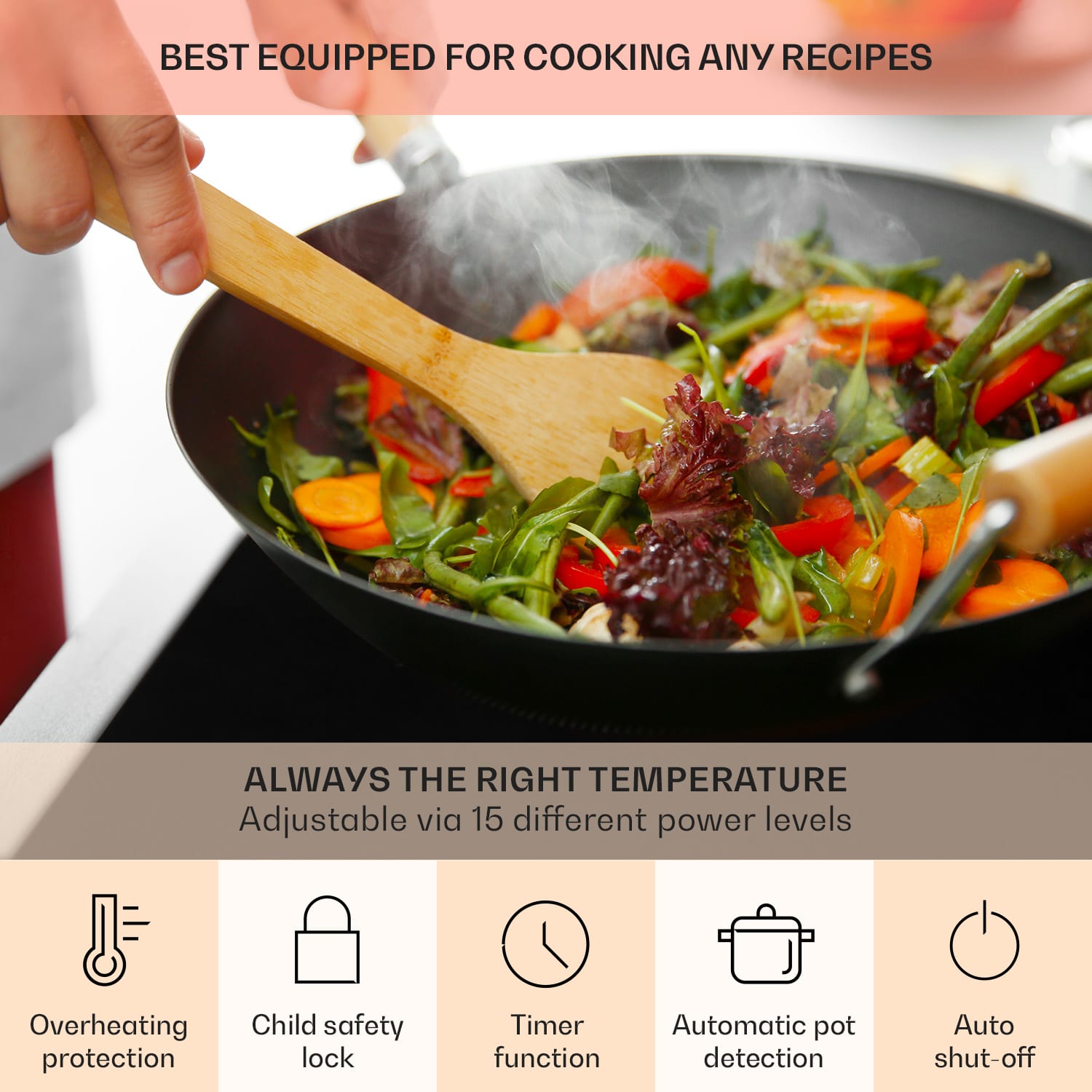 Klarstein Magnichef 4 Flex, vstavaná indukčná varná doska, 7000 W, 4 zóny, sklokeramika – Obrázok 5