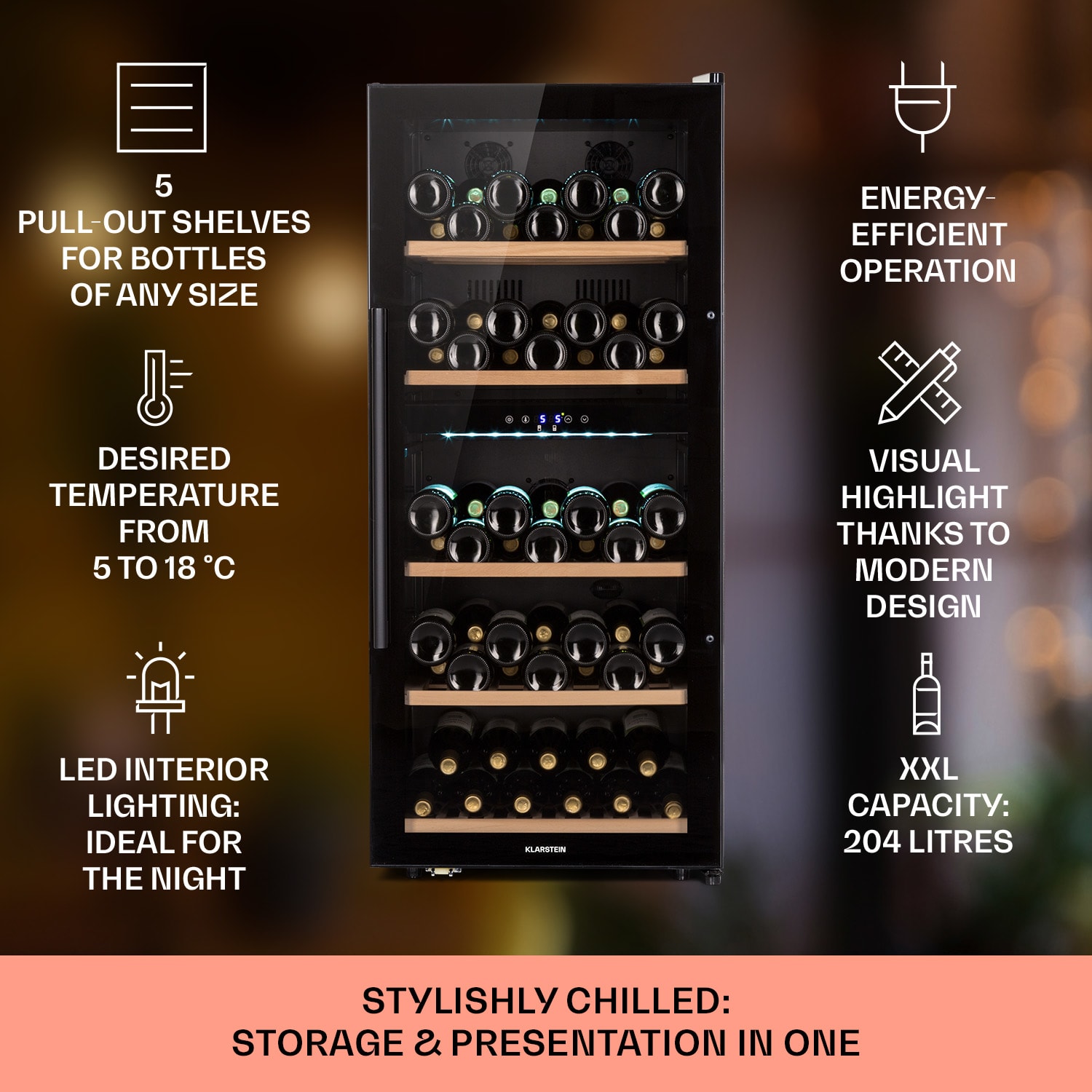 Klarstein Barossa 91 Duo, chladnička na víno, 204 l, 91 fl., 2 zóny – Obrázok 2