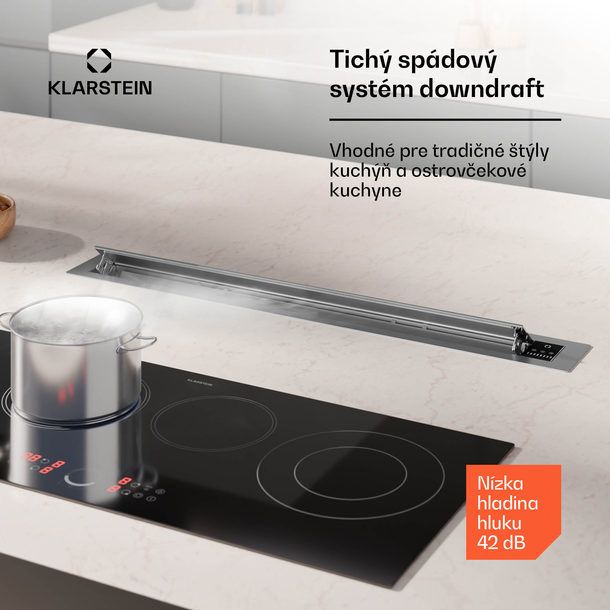 Klarstein Brisa, digestor 90 cm, výsuvný, nehrdzavejúca oceľ, 710 m³/h, A+ – Obrázok 2