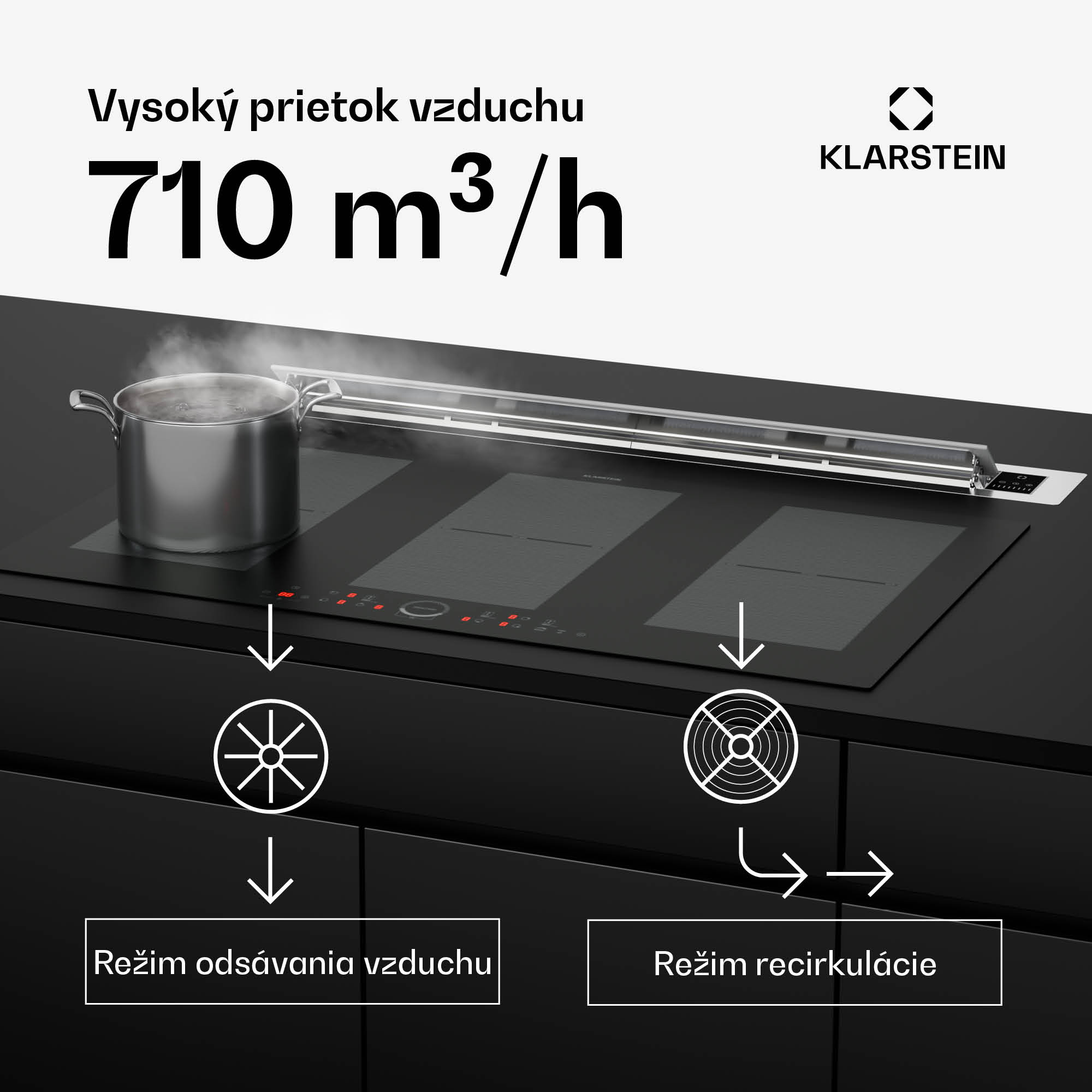 Klarstein Brisa, digestor 90 cm, výsuvný, nehrdzavejúca oceľ, 710 m³/h, A+ – Obrázok 4