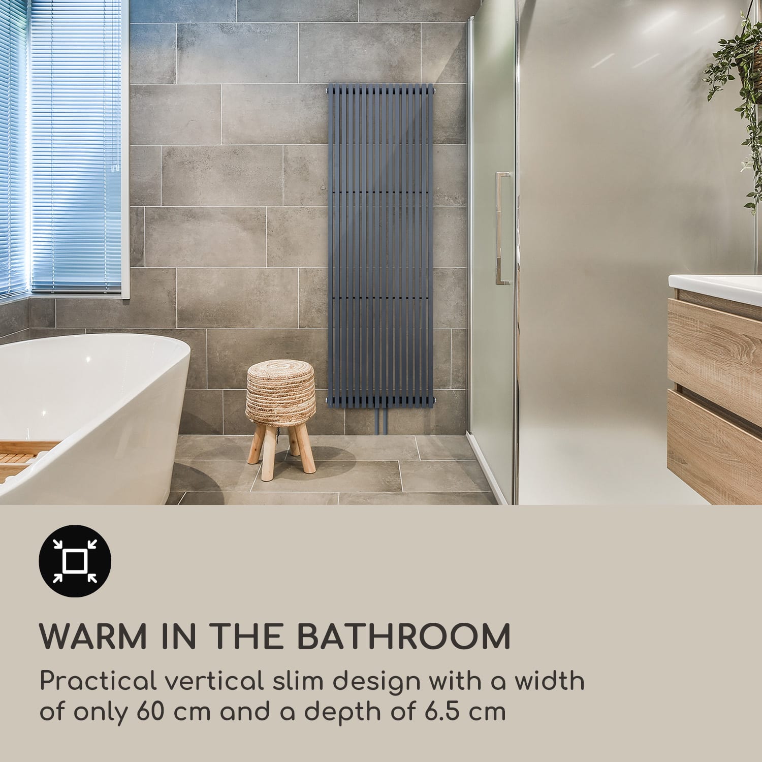 Blumfeldt Delgado, 180 x 60, radiátor, kúpeľňový radiátor, rúrkový radiátor, 1065W, teplá voda, 1/2 – Obrázok 2