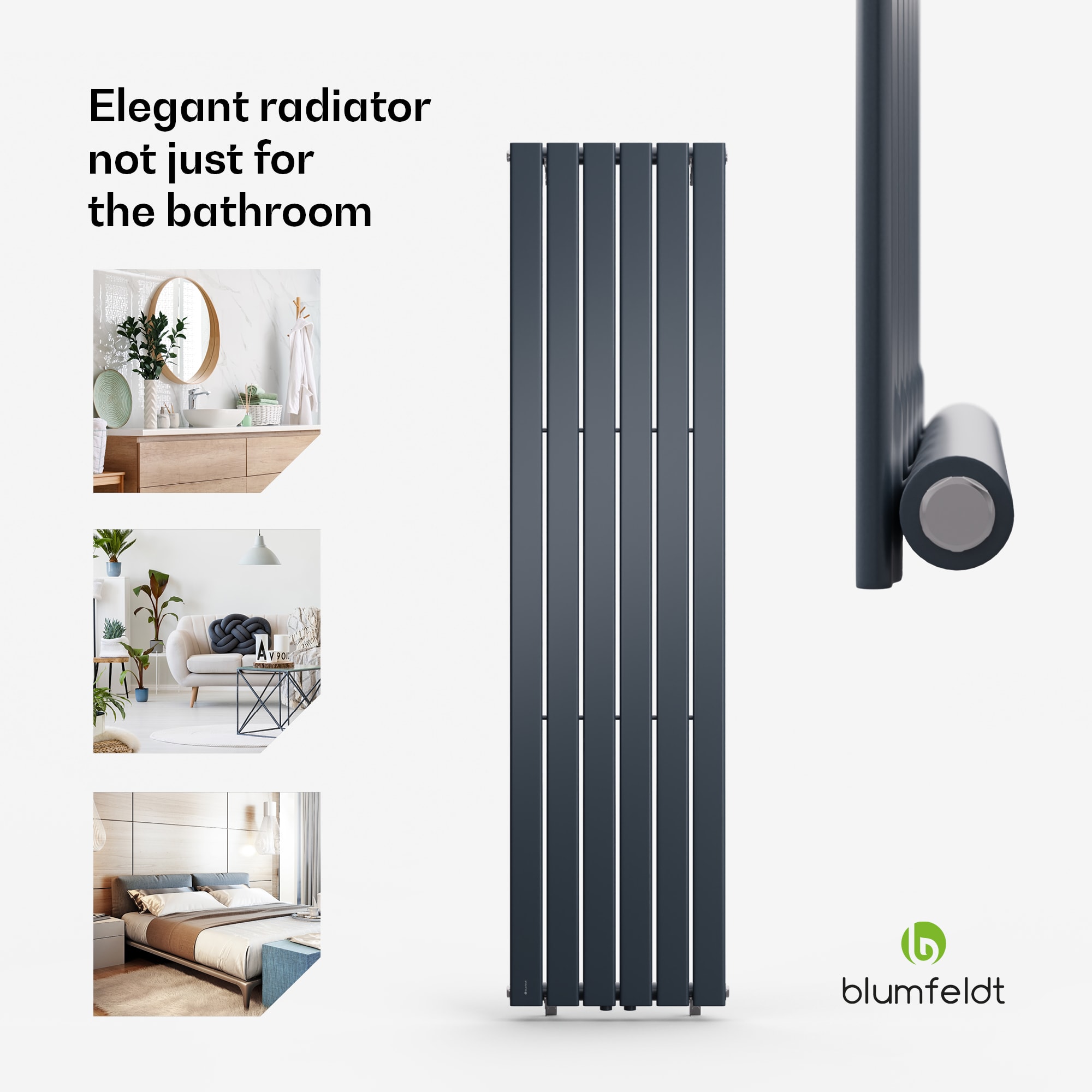 Blumfeldt Ontario, radiátor, 45 × 180, 1/2" bočné pripojenie, inštalácia na stenu, 485 W – Obrázok 2