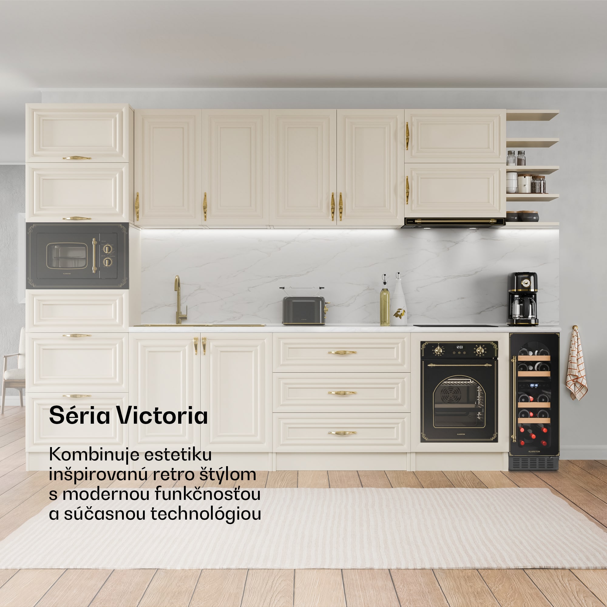 Klarstein Vinovilla Victoria 17 Built-In Duo Vilhelmine Edition, vinotéka, 17 fliaš, sklenené dvierka – Obrázok 2