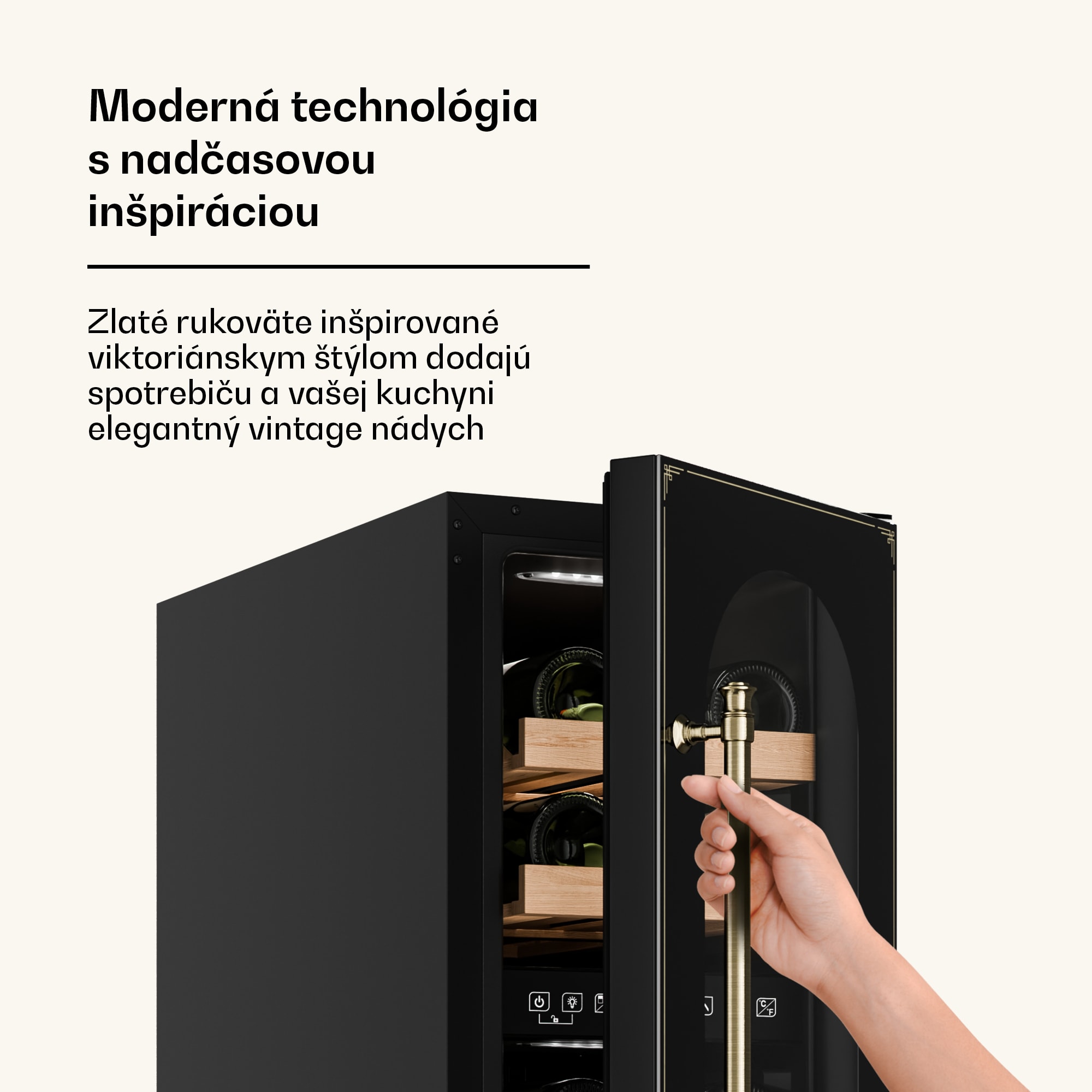 Klarstein Vinovilla Victoria 17 Built-In Duo Vilhelmine Edition, vinotéka, 17 fliaš, sklenené dvierka – Obrázok 5