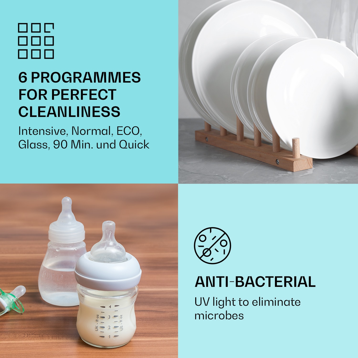 Klarstein Havasia UV 8, umývačka riadu, 1620 W, UV-svetlo, voľne stojaca/na zabudovanie – Obrázok 3