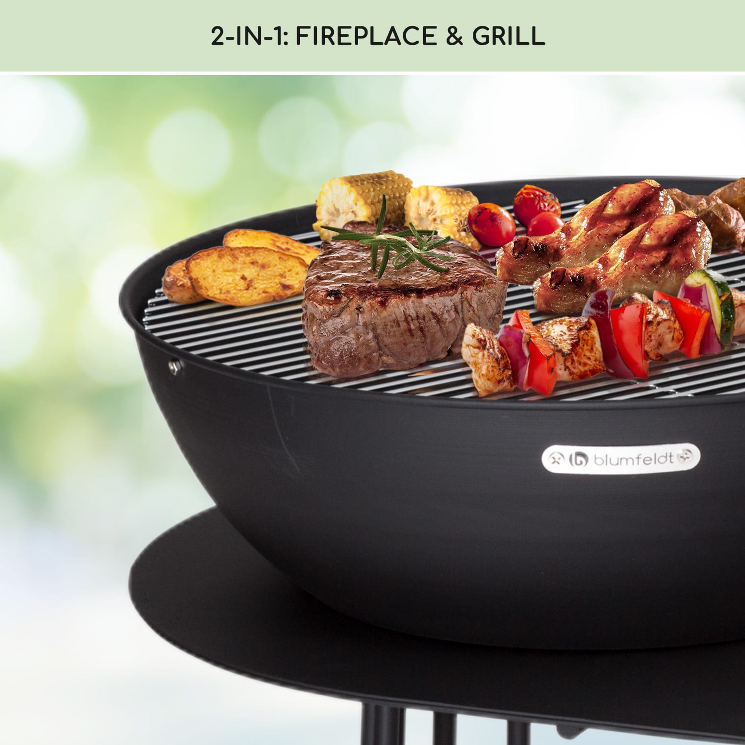 Blumfeldt Nantai, grilovacia stanica, ohnisko: Ø 50 cm, grilovací rošt: Ø 48 cm, dizajn stola – Obrázok 2