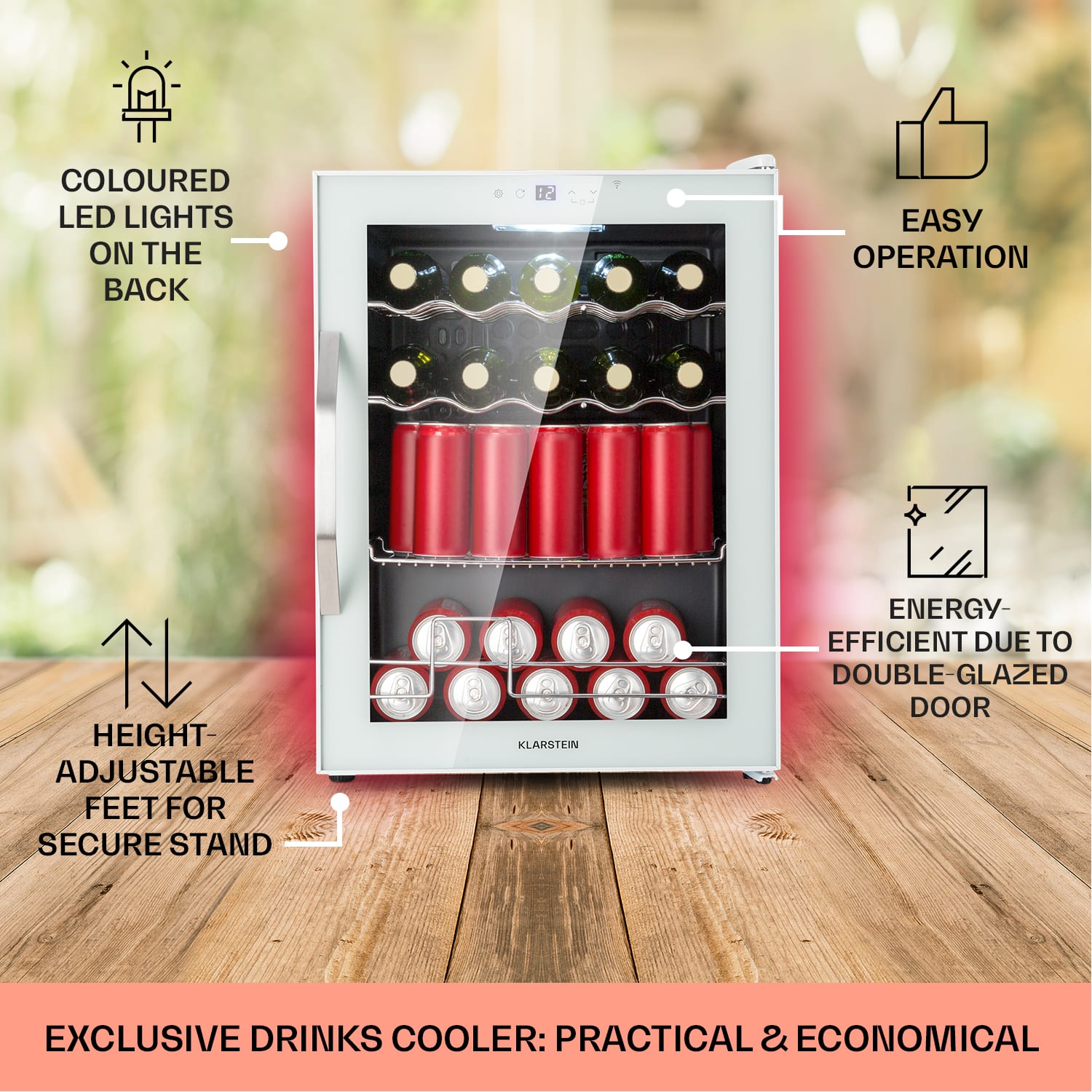 Klarstein Coachella 60, Smart, chladnička, 60 l, funkcia WiFi, podsvietenie. – Obrázok 5