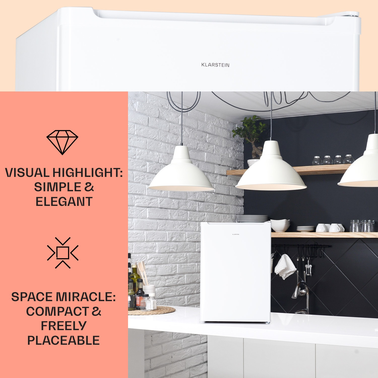 Klarstein Fargo 67, minibar, chladnička 67 l, mraznička 4 l, kompaktná – Obrázok 3