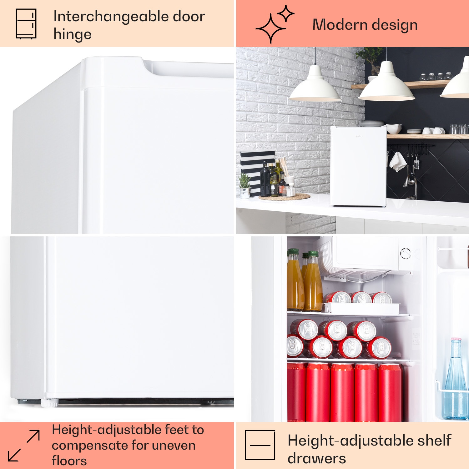 Klarstein Fargo 67, minibar, chladnička 67 l, mraznička 4 l, kompaktná – Obrázok 5