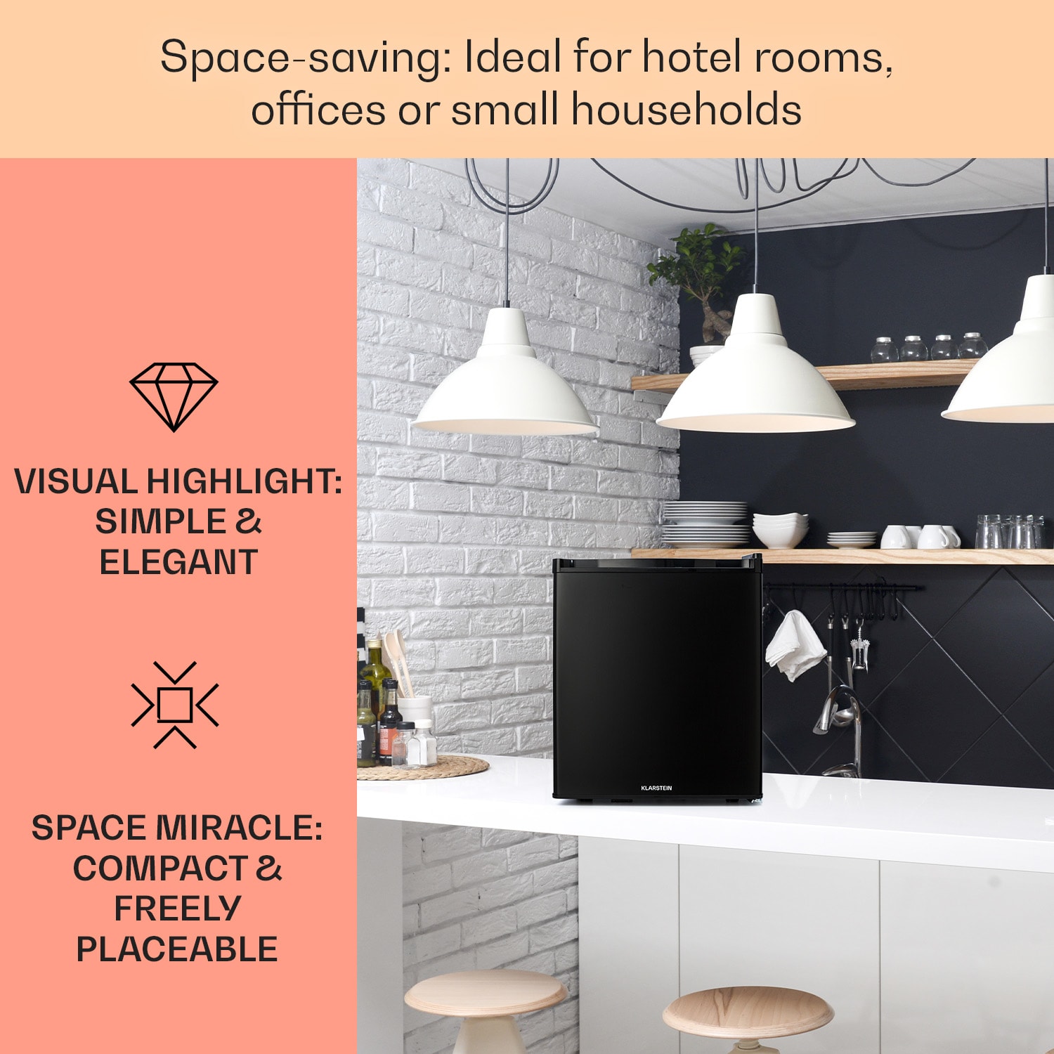 Klarstein Happy Hour 38, mini chladnička, minibar, chladnička na nápoje, 38 l, 26 dB – Obrázok 3