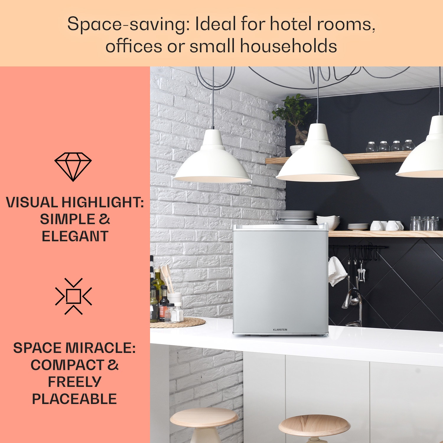 Klarstein Happy Hour 38, mini chladnička, minibar, chladnička na nápoje, 38 l, 26 dB – Obrázok 3