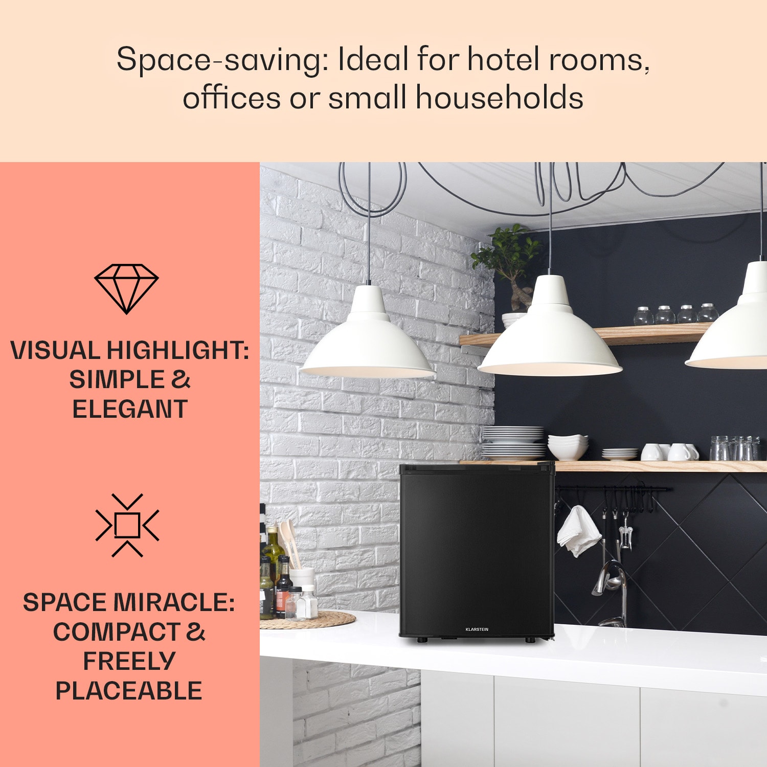 Klarstein Happy Hour 45, mini chladnička, minibar, chladnička na nápoje, 45 l, 26 dB – Obrázok 3