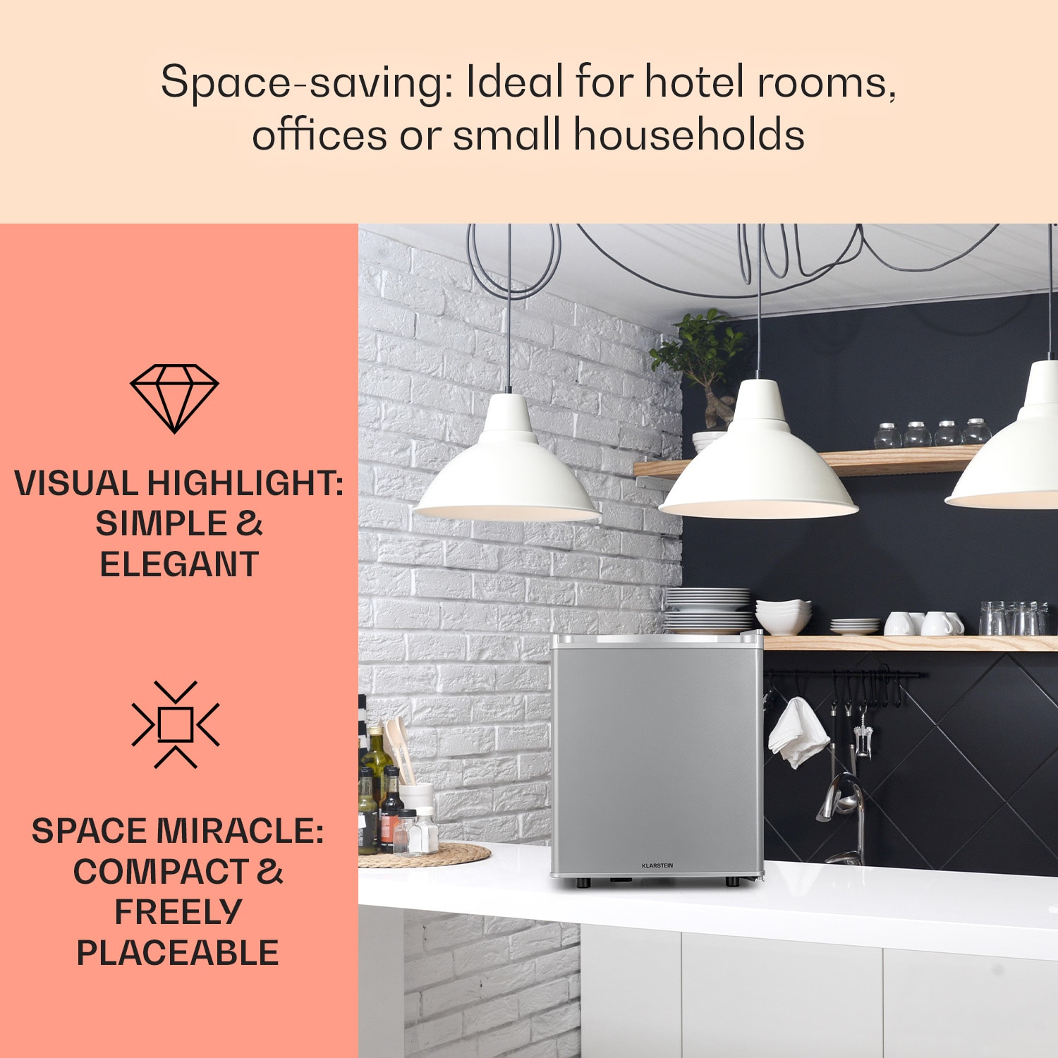 Klarstein Happy Hour 45, mini chladnička, minibar, chladnička na nápoje, 45 l, 26 dB – Obrázok 3