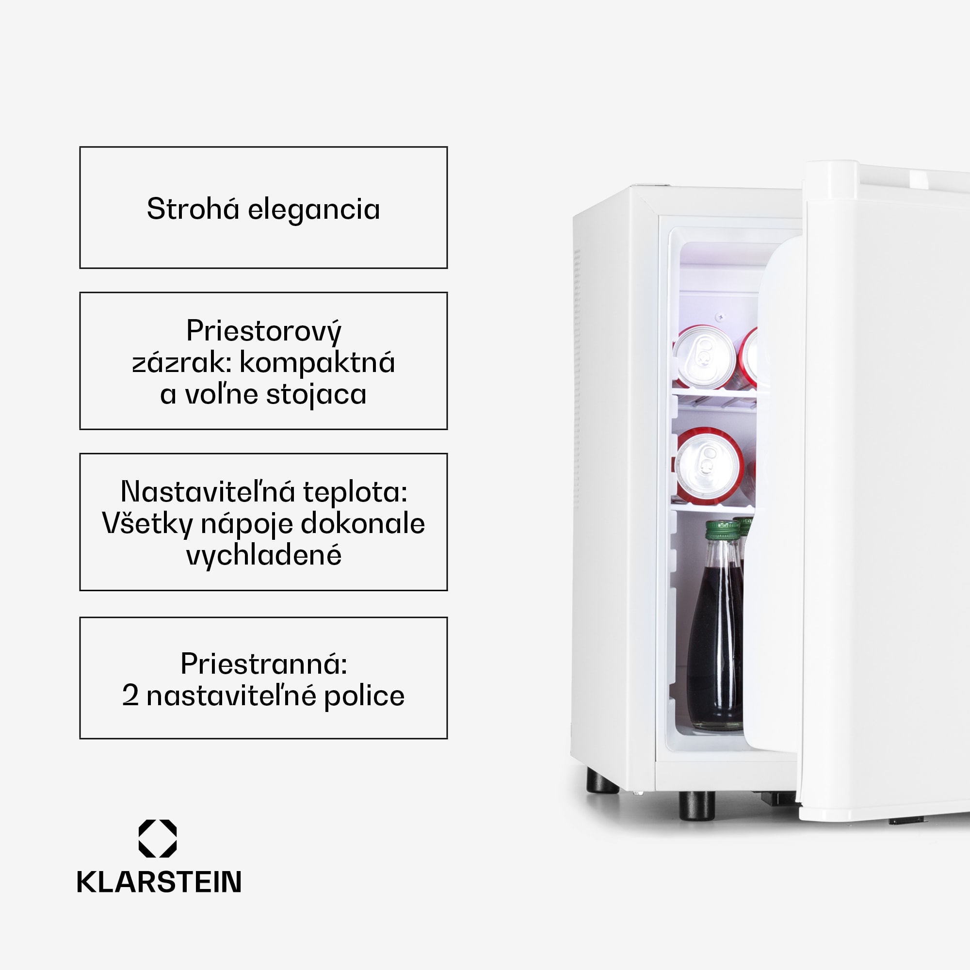 Klarstein Happy Hour 45, mini chladnička, minibar, chladnička na nápoje, 45 l, 26 dB – Obrázok 3