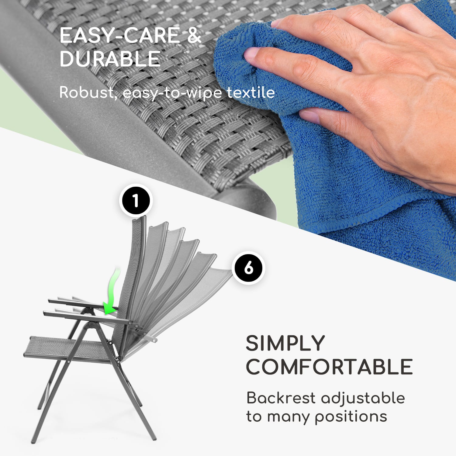 Blumfeldt London Lite, skladacie stoličky, 2 ks, 56,5 x 107 x 68 cm, ComfortMesh, hliník – Obrázok 3