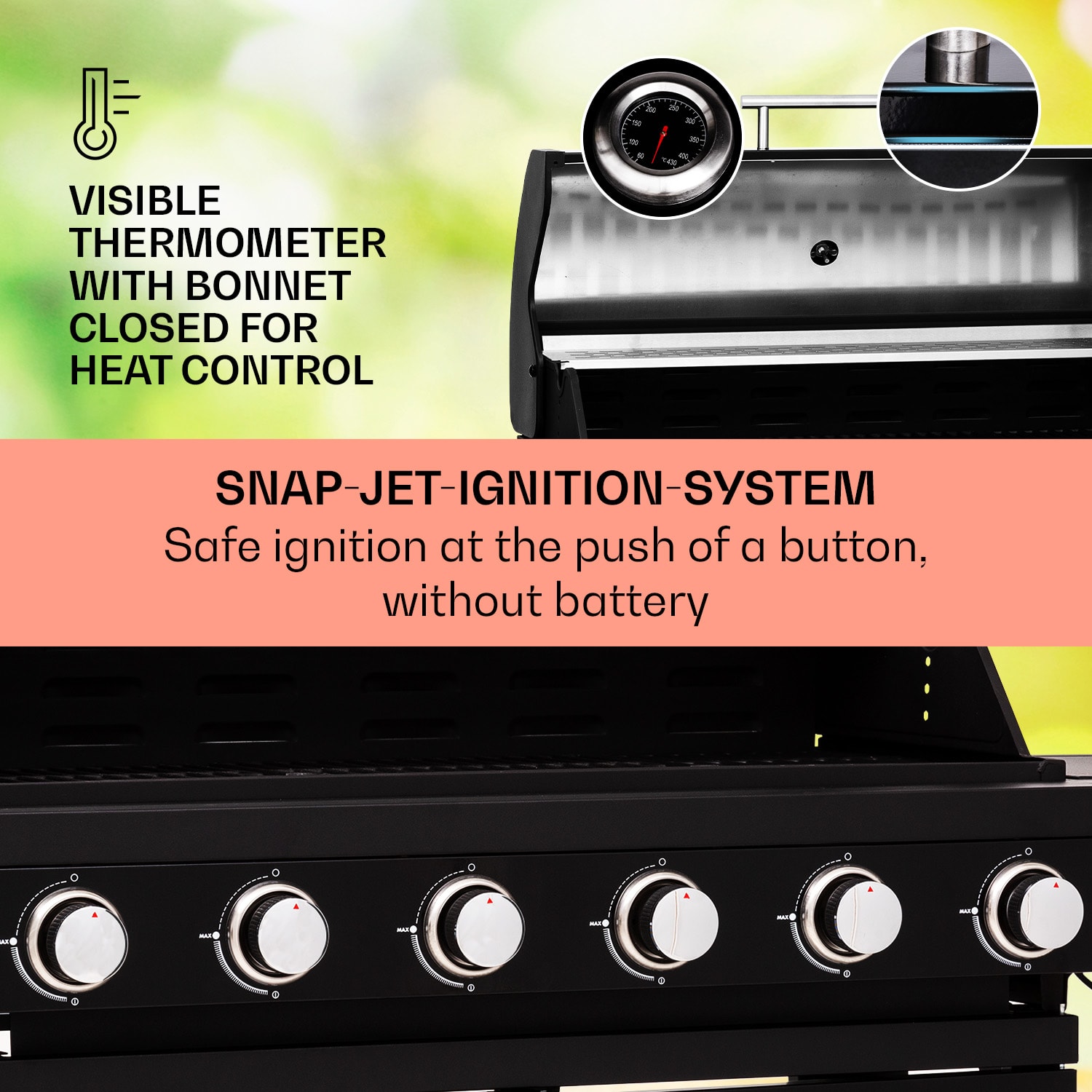 Klarstein Valdosta 6.1, plynový gril, 6+1 horákov, celkový výkon 19,3 kW – Obrázok 4