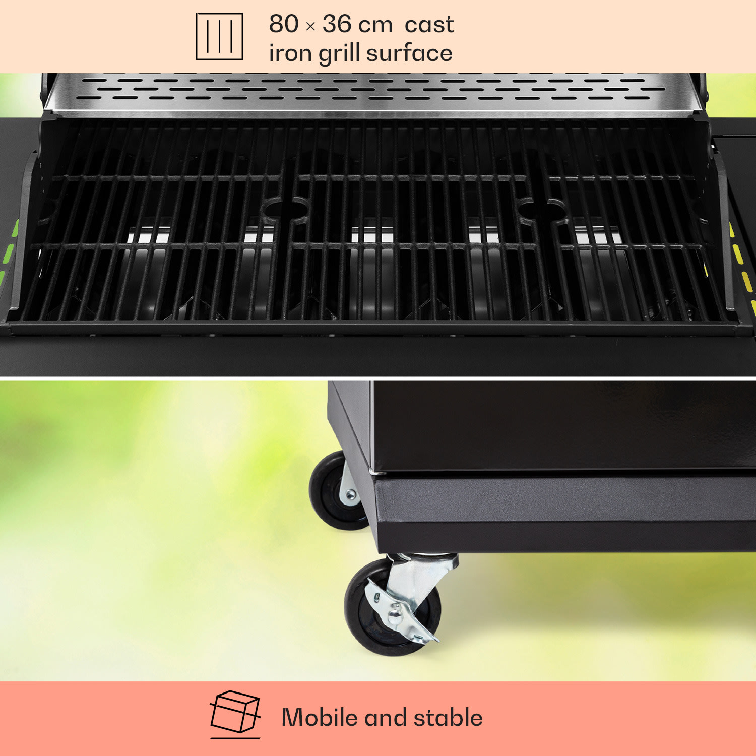 Klarstein Valdosta 6.1, plynový gril, 6+1 horákov, celkový výkon 19,3 kW – Obrázok 5