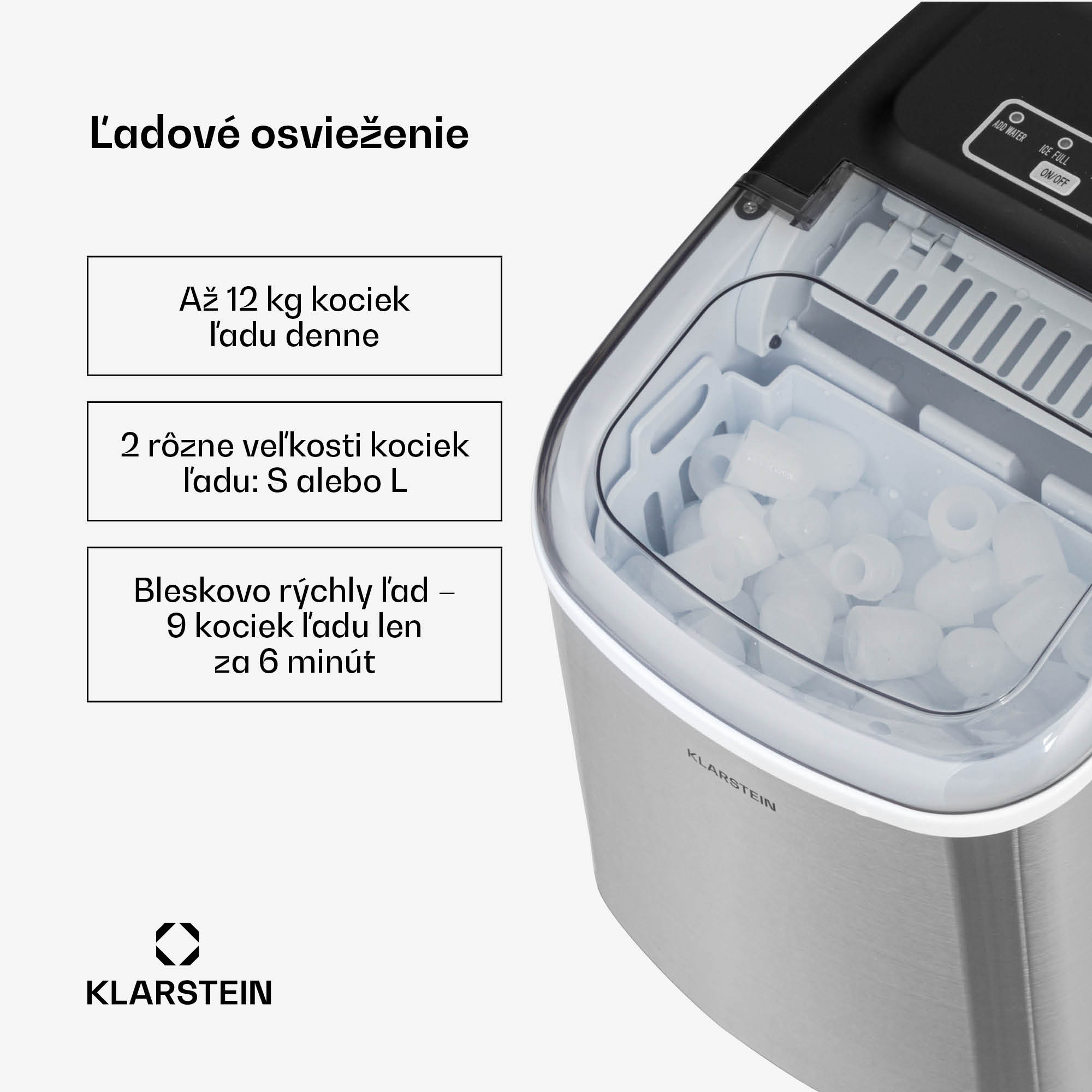 Klarstein Caldwell, výrobník ľadu, 12 kg/24 h, nádrž 1,3 l – Obrázok 2